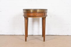 Baker Furniture French Regency Louis XVI Walnut, Burl Wood, and Brass Tea Table