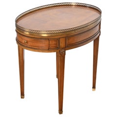 Baker Furniture French Regency Louis XVI Walnut, Burl Wood, and Brass Tea Table