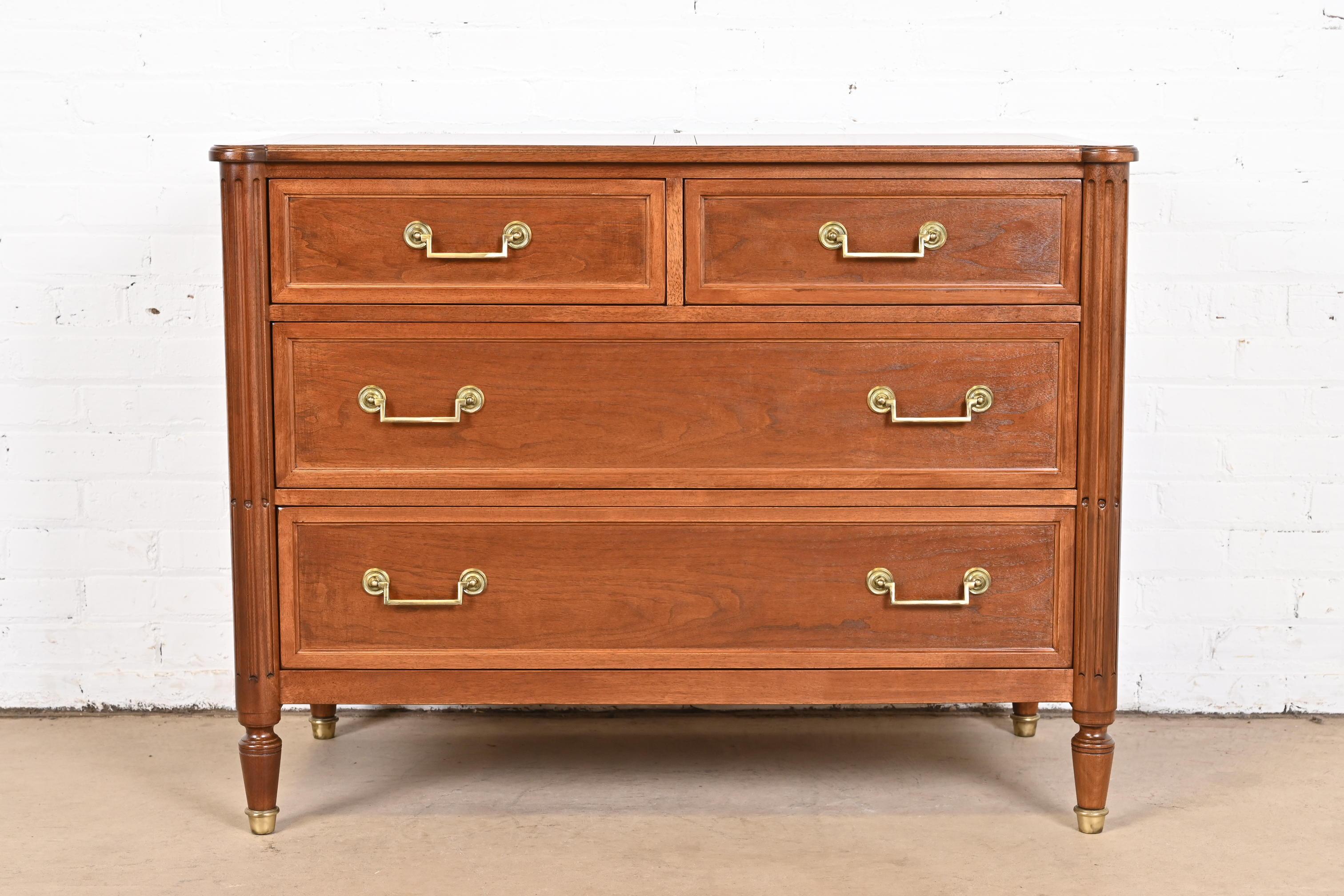 American Baker Furniture French Regency Louis XVI Walnut Chest of Drawers, Refinished For Sale