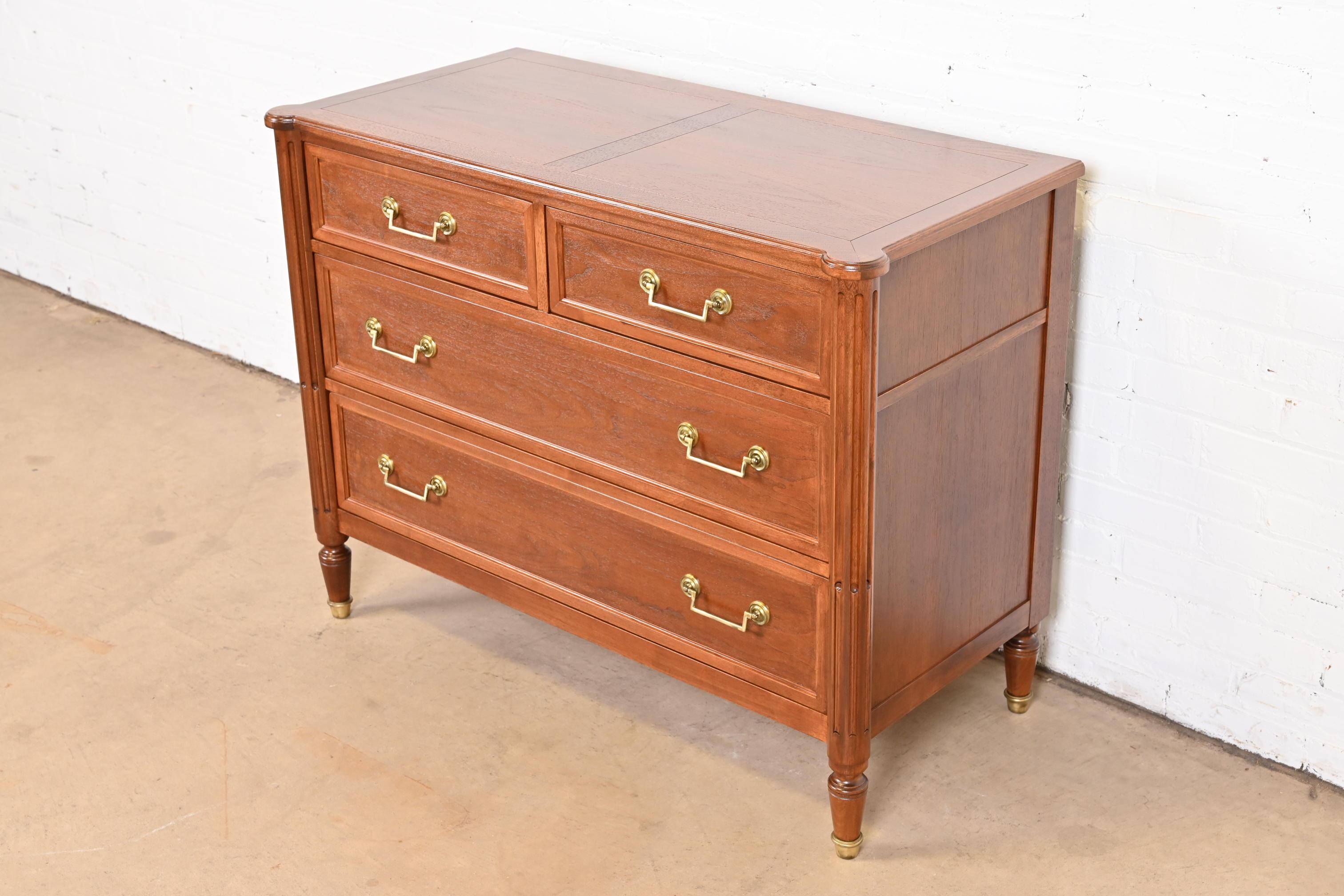 Mid-20th Century Baker Furniture French Regency Louis XVI Walnut Chest of Drawers, Refinished