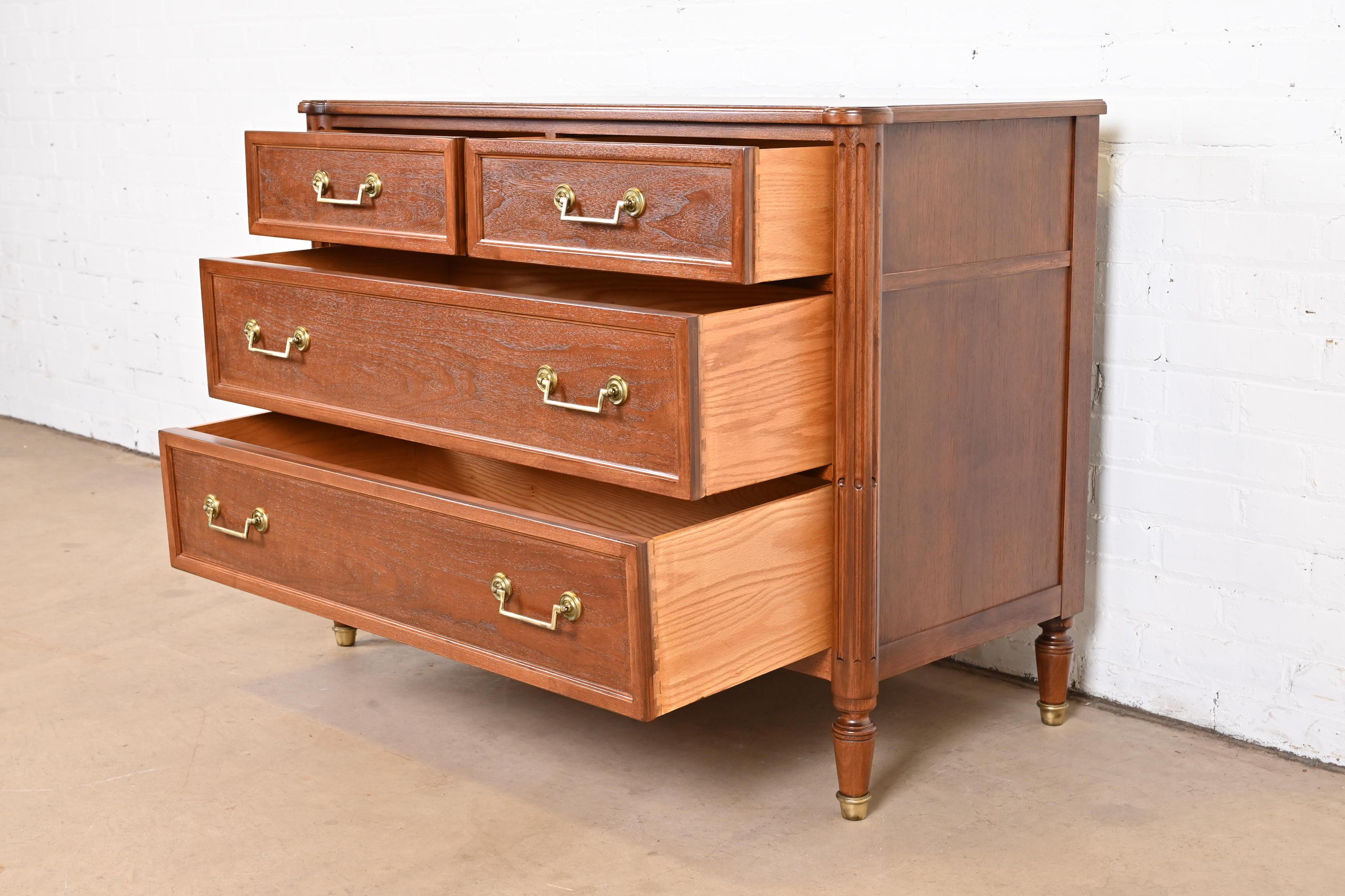 Baker Furniture French Regency Louis XVI Walnut Chest of Drawers, Refinished For Sale 2