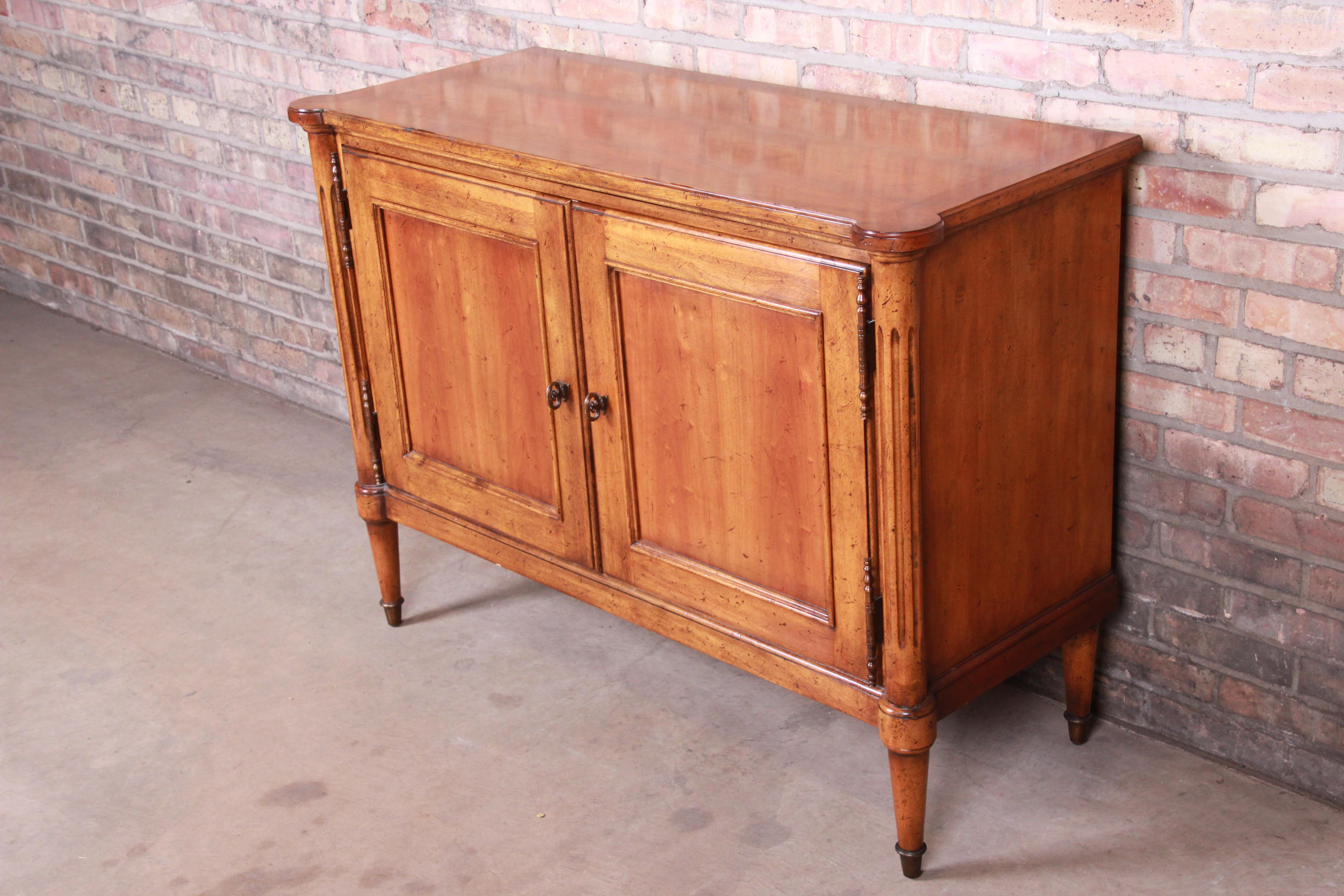 French Provincial Baker Furniture French Regency Louis XVI Walnut Credenza or Bar Cabinet