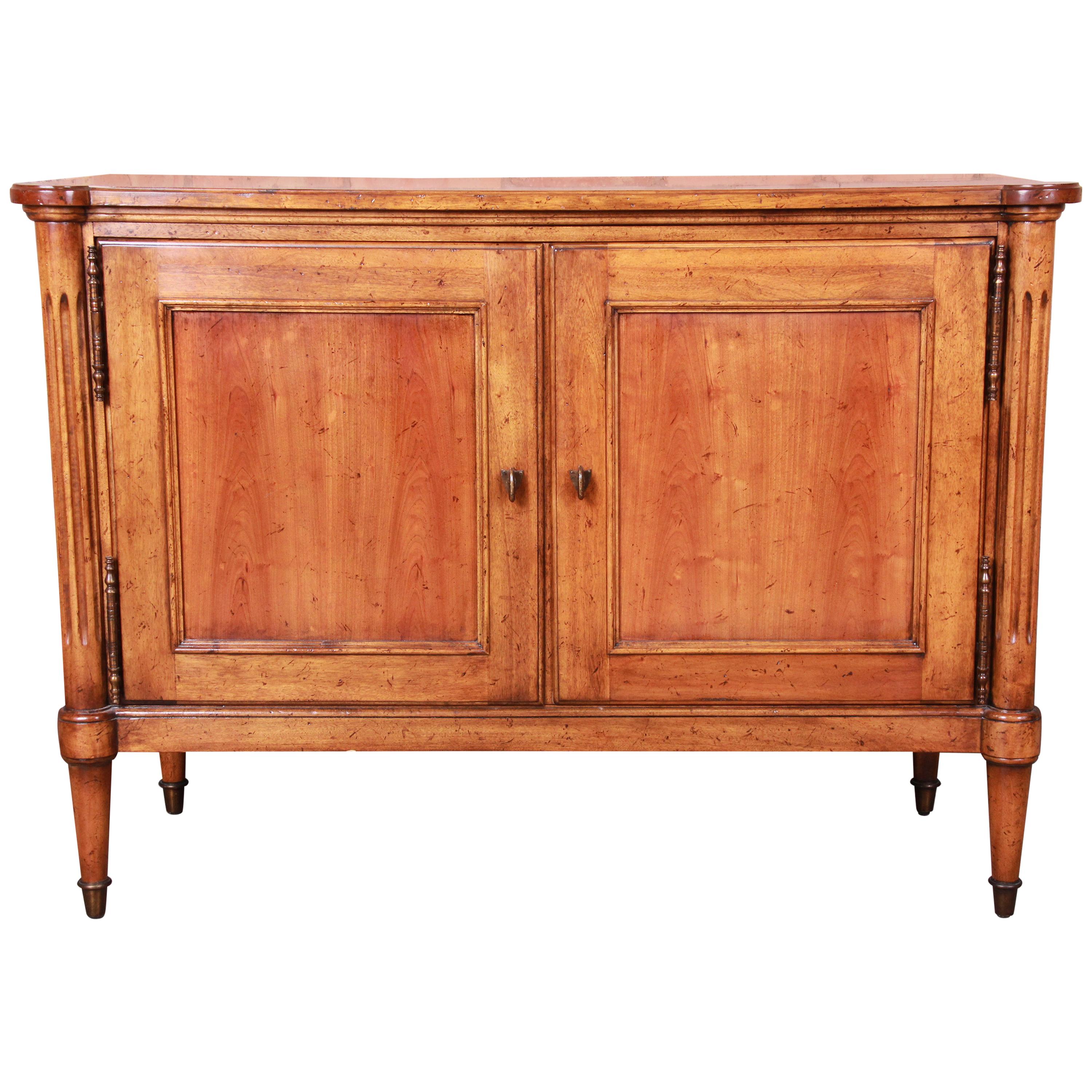Baker Furniture French Regency Louis XVI Walnut Credenza or Bar Cabinet