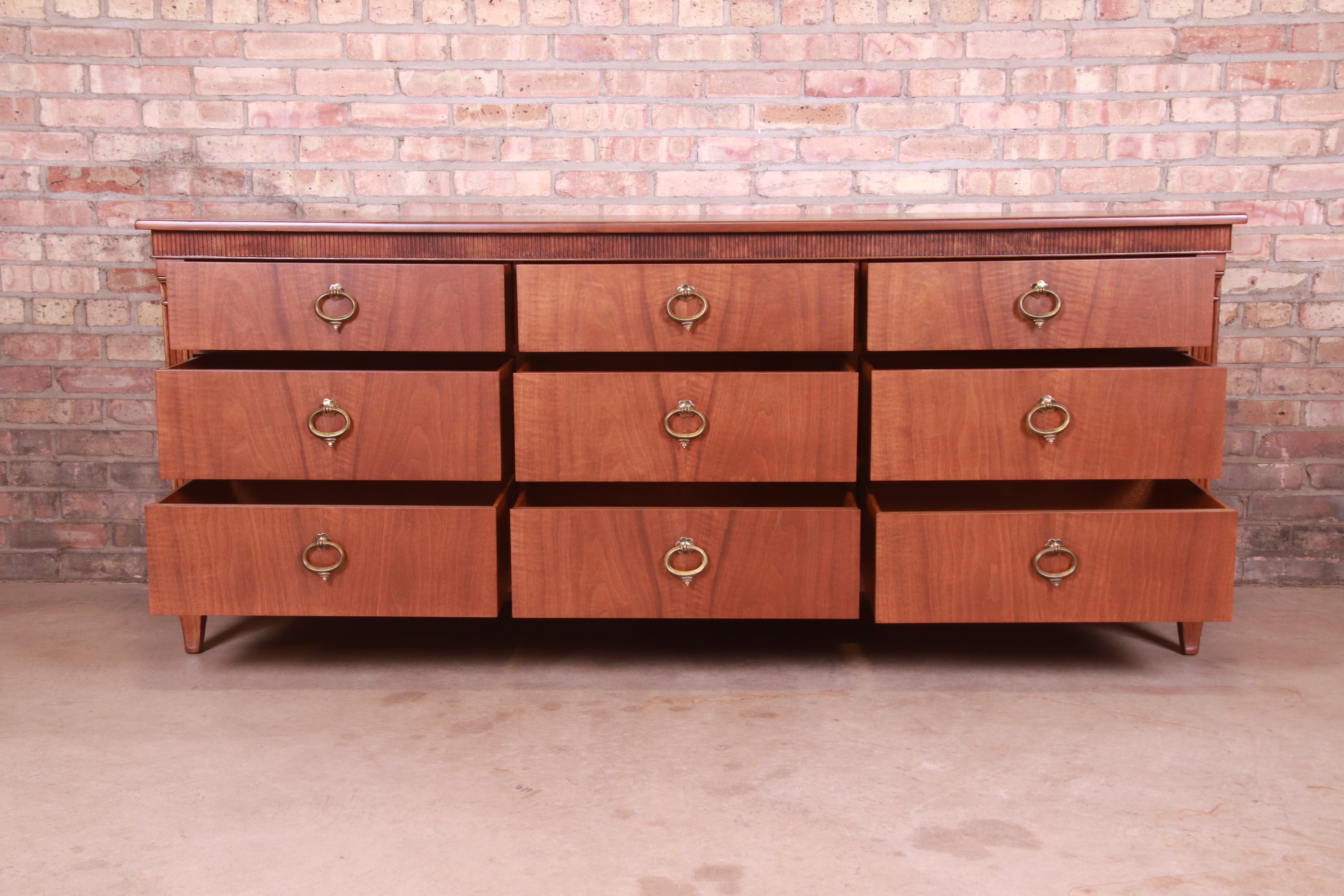 Baker Furniture French Regency Louis XVI Walnut Dresser or Credenza, Refinished 1