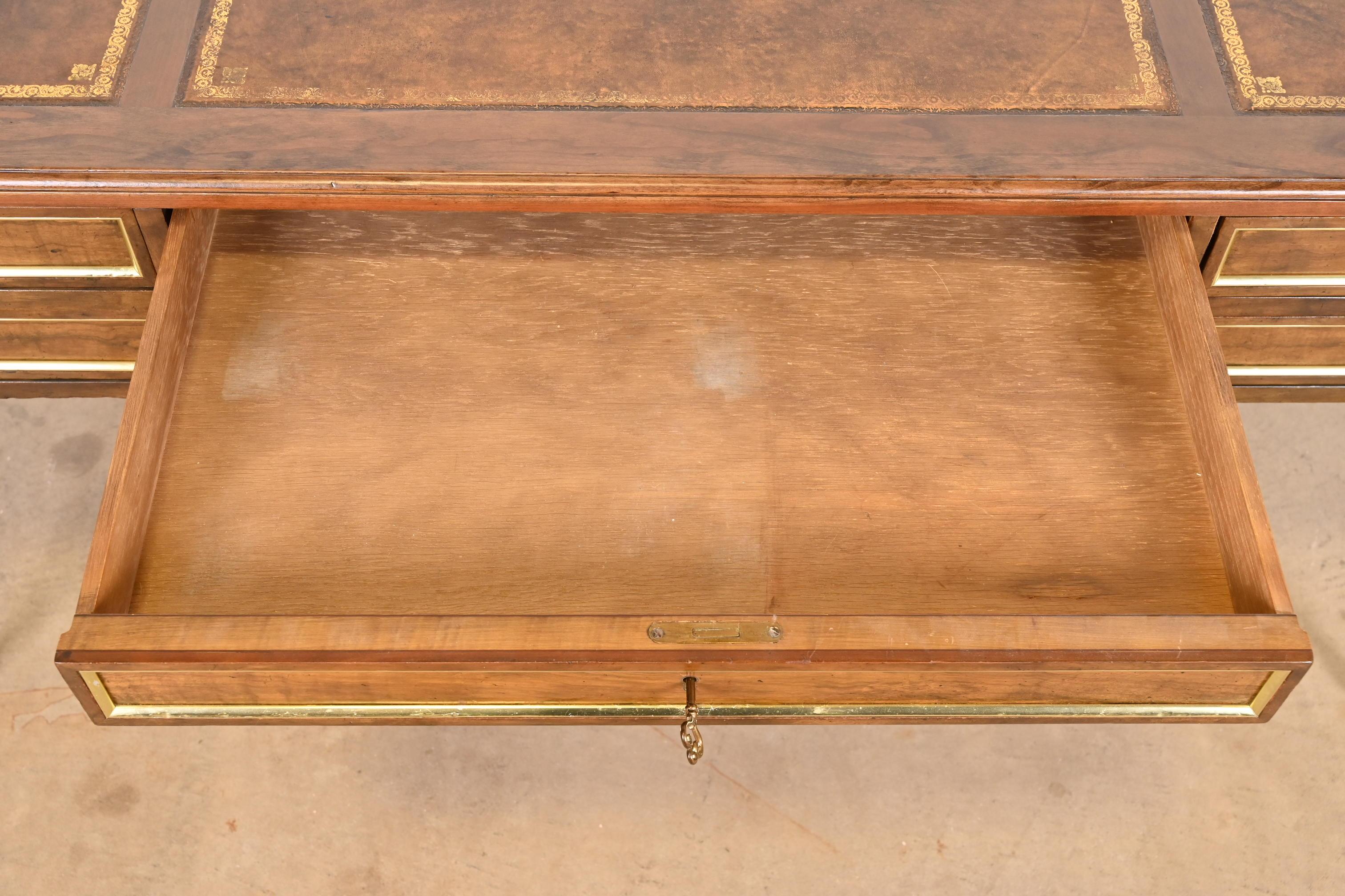 Baker Furniture French Regency Louis XVI Walnut Leather Top Bureau Plat Desk 5