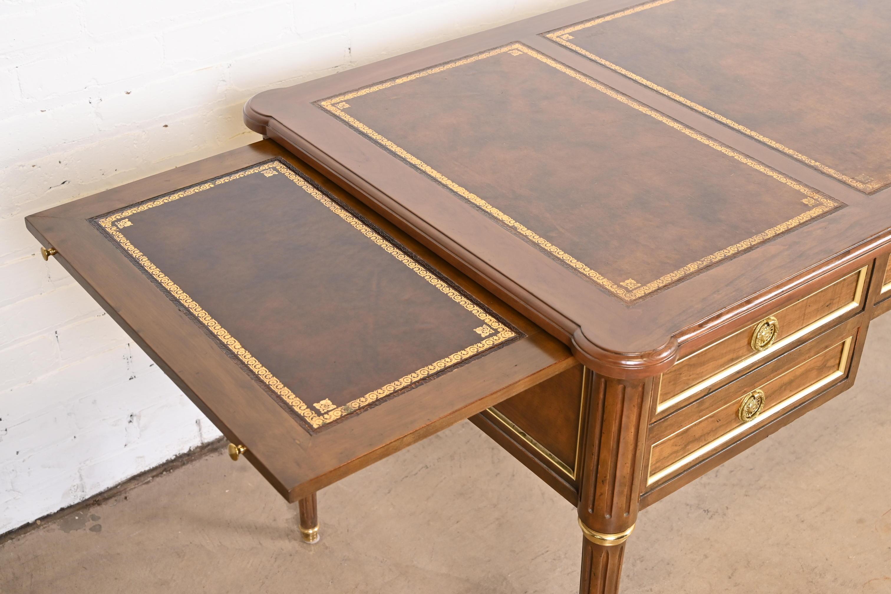 Baker Furniture French Regency Louis XVI Walnut Leather Top Bureau Plat Desk 7