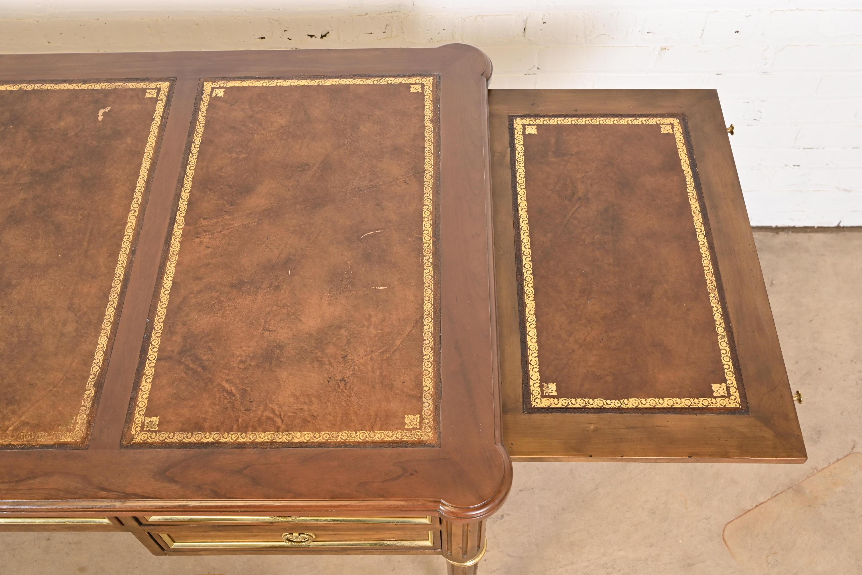 Baker Furniture French Regency Louis XVI Walnut Leather Top Bureau Plat Desk 8
