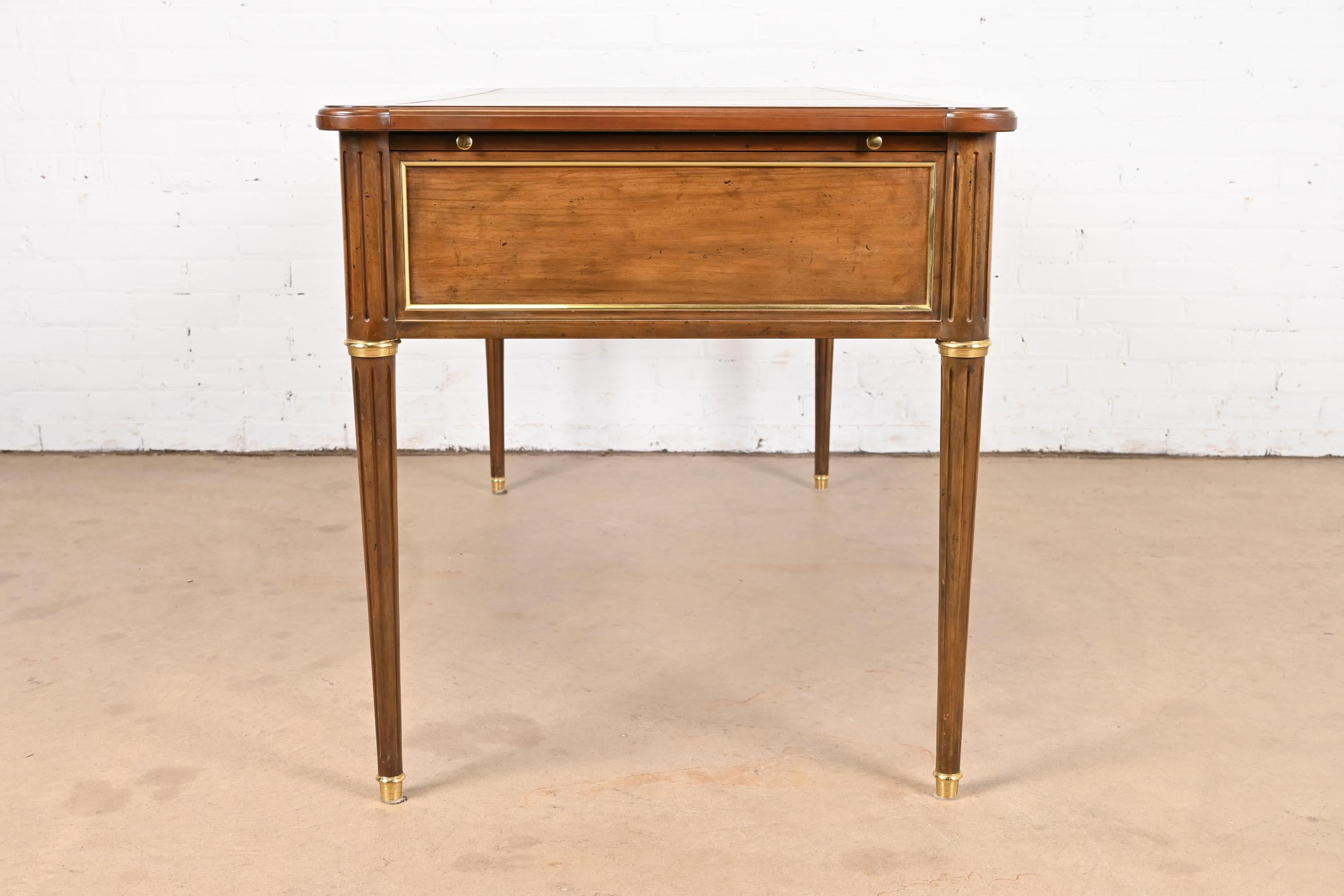 Baker Furniture French Regency Louis XVI Walnut Leather Top Bureau Plat Desk 11