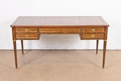 Baker Furniture French Regency Louis XVI Walnut Leather Top Bureau Plat Desk