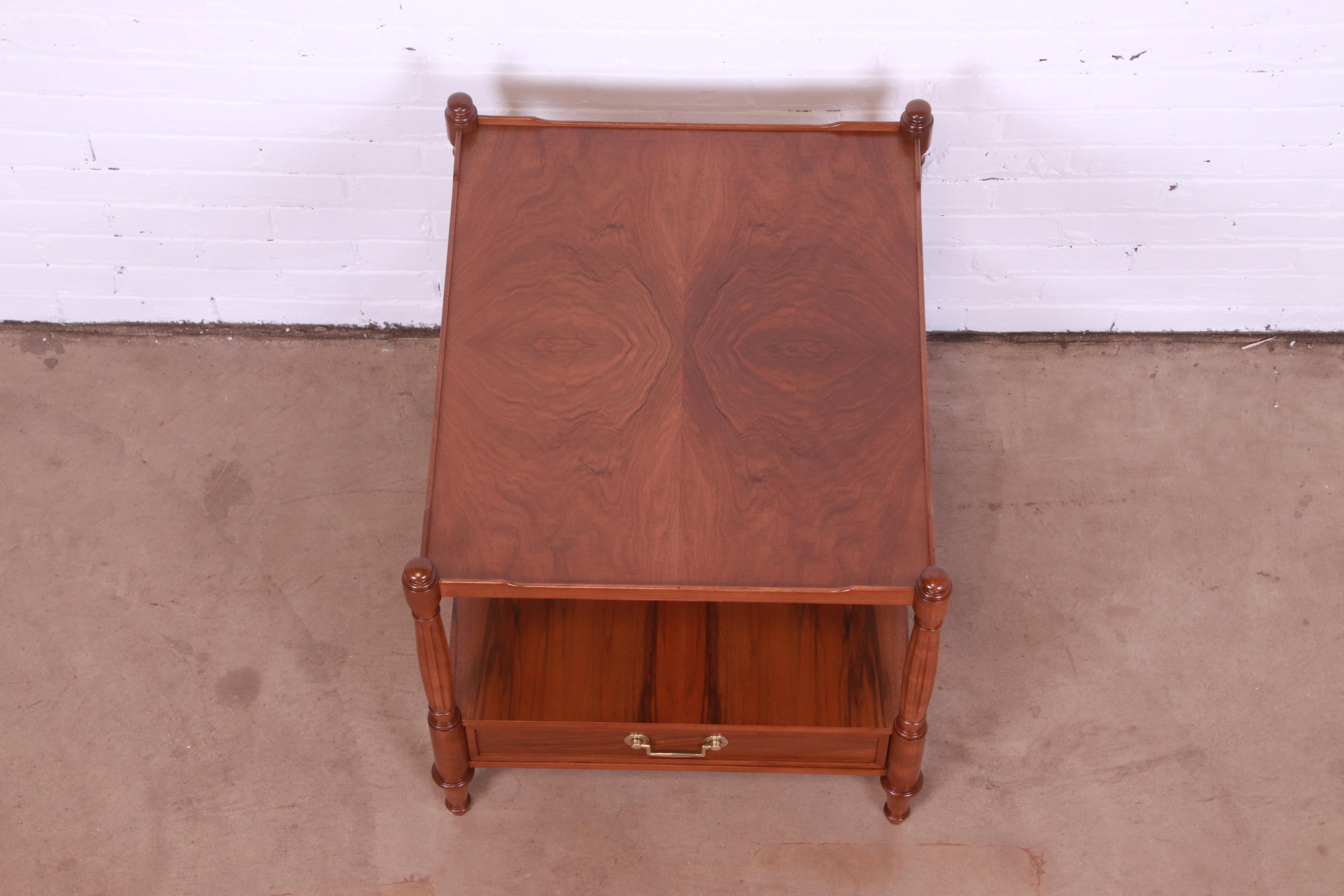 Baker Furniture French Regency Louis XVI Walnut Nightstand, Newly Refinished For Sale 6