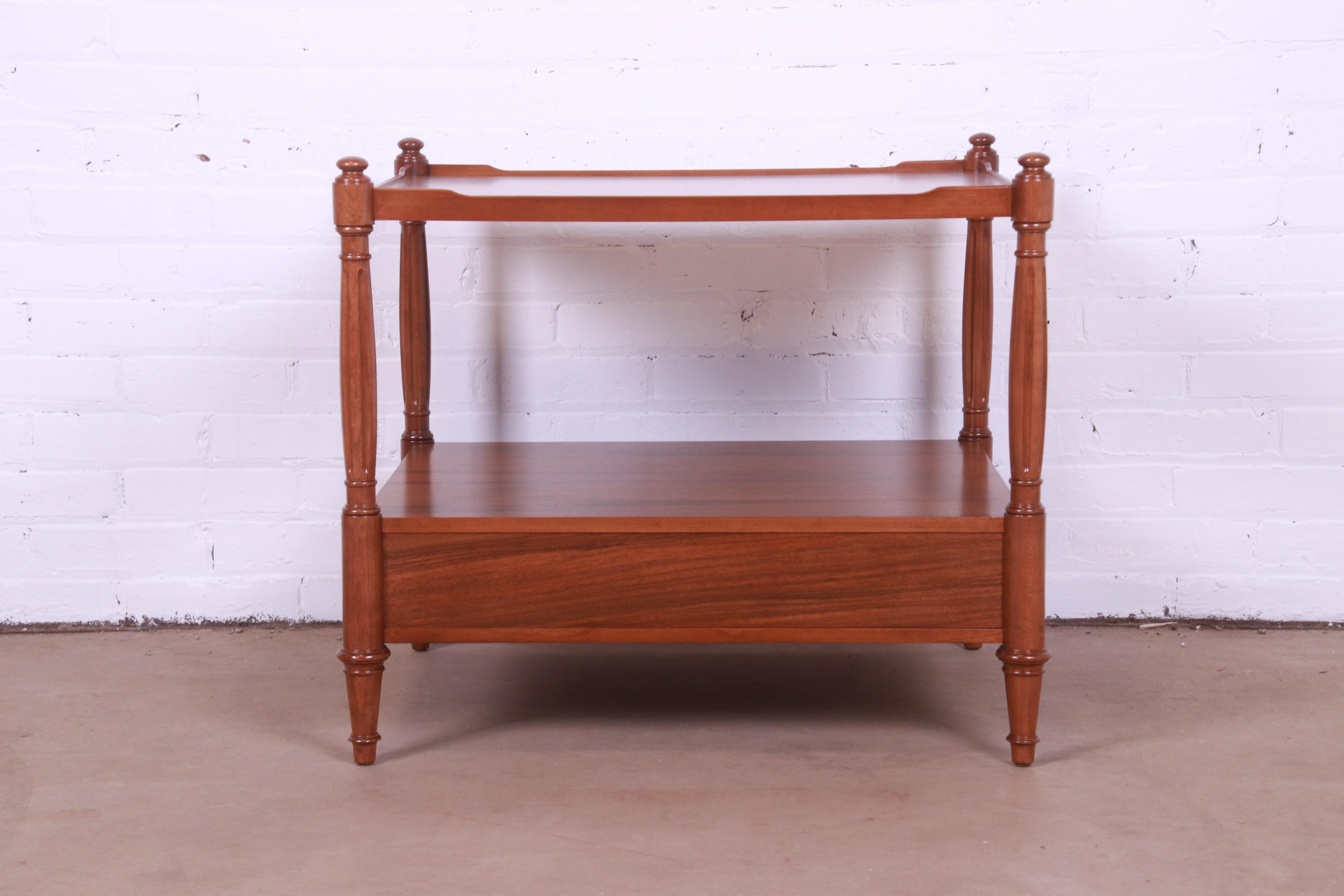 Baker Furniture French Regency Louis XVI Walnut Nightstand, Newly Refinished For Sale 9