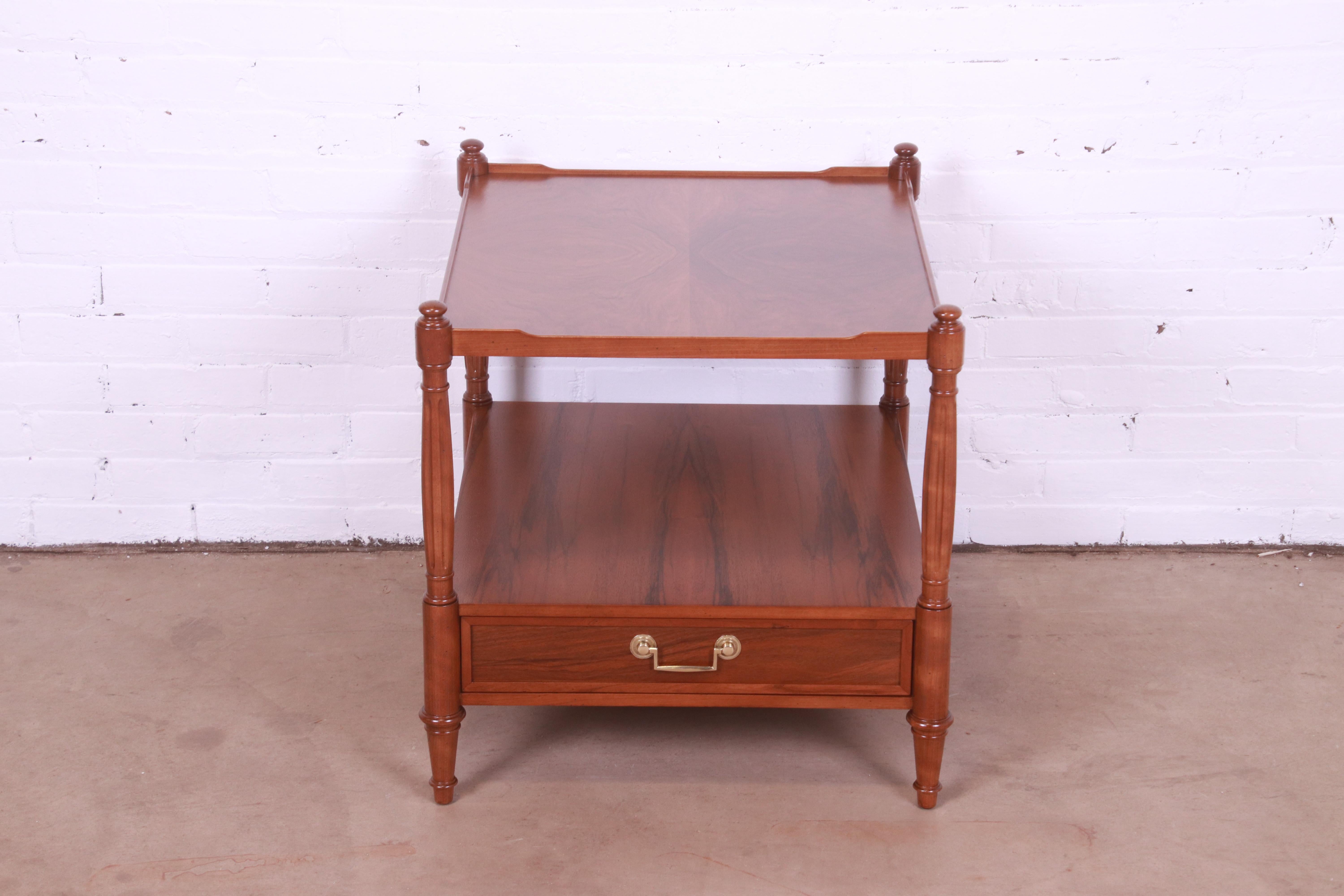 American Baker Furniture French Regency Louis XVI Walnut Nightstand, Newly Refinished For Sale