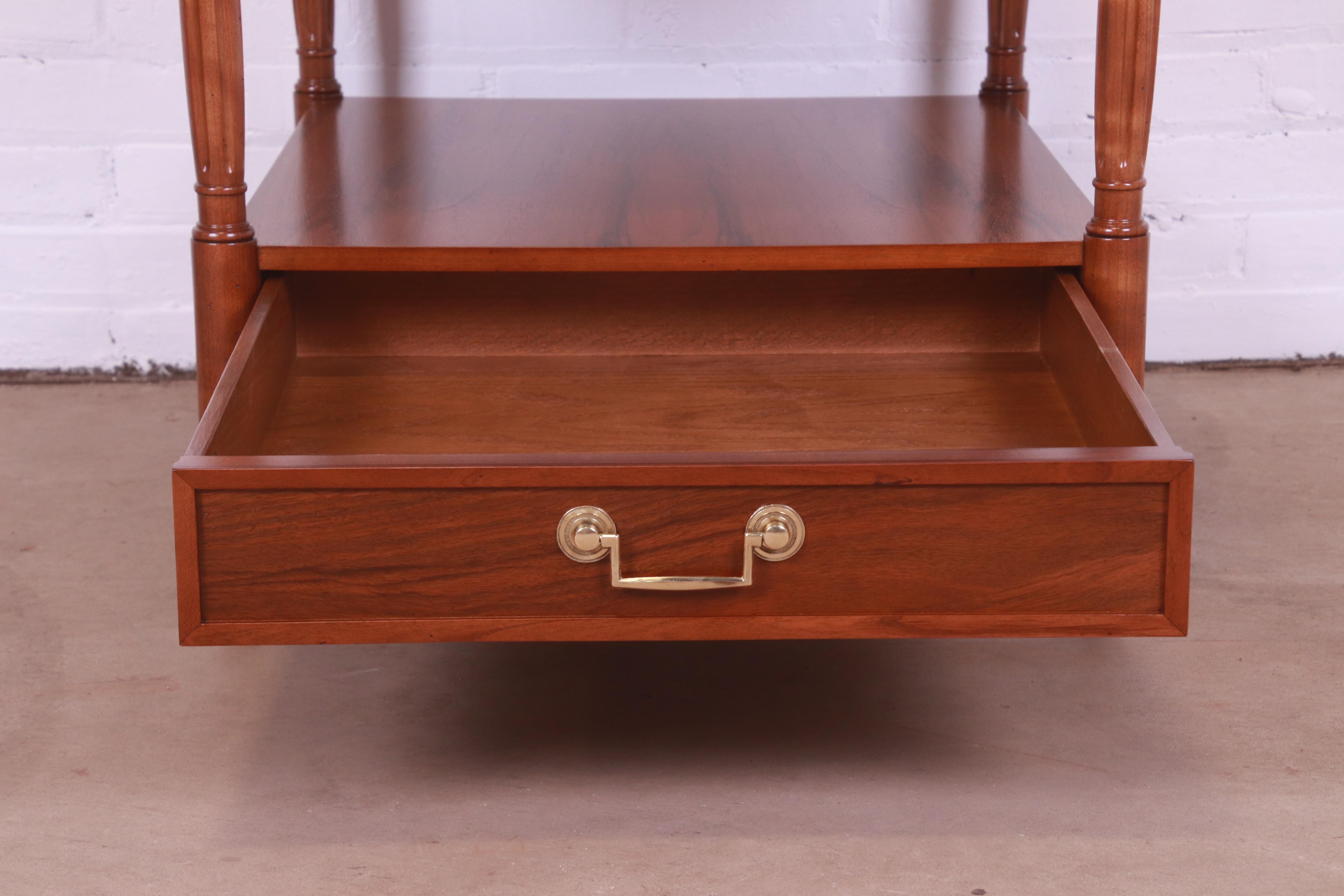 Baker Furniture French Regency Louis XVI Walnut Nightstand, Newly Refinished For Sale 3