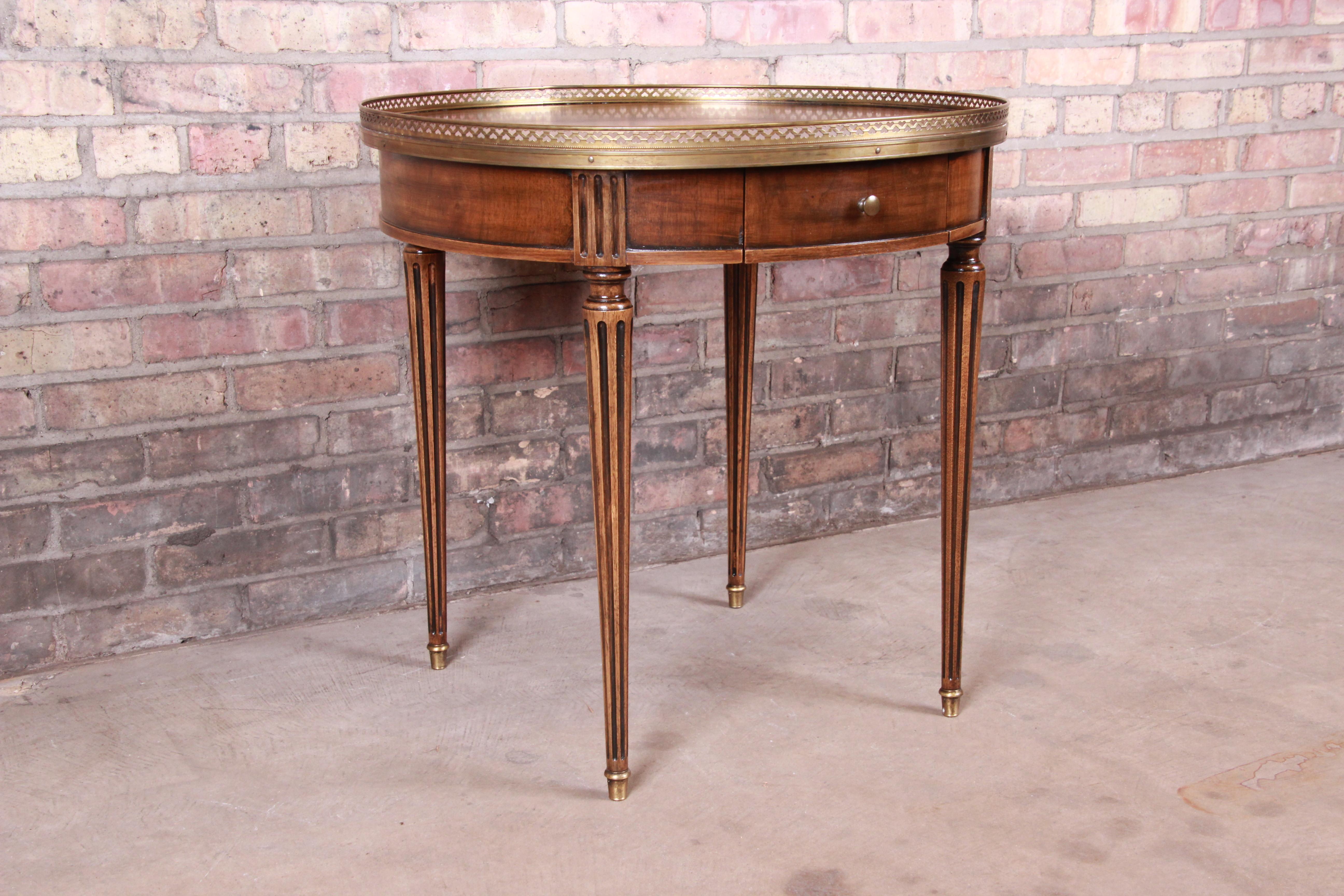 Brass Baker Furniture French Regency Louis XVI Walnut Tea Table