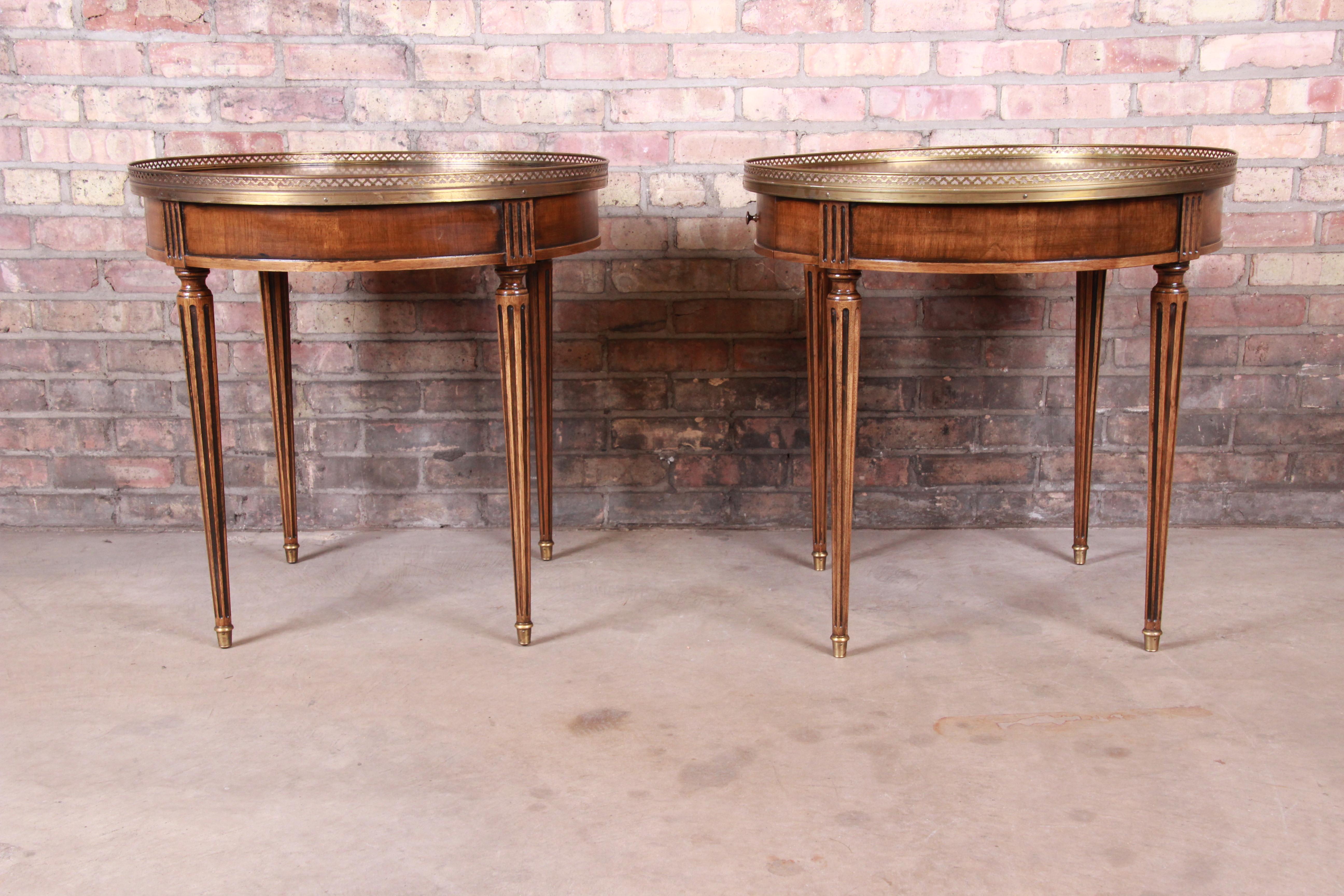 Baker Furniture French Regency Louis XVI Walnut Tea Tables, Pair 8