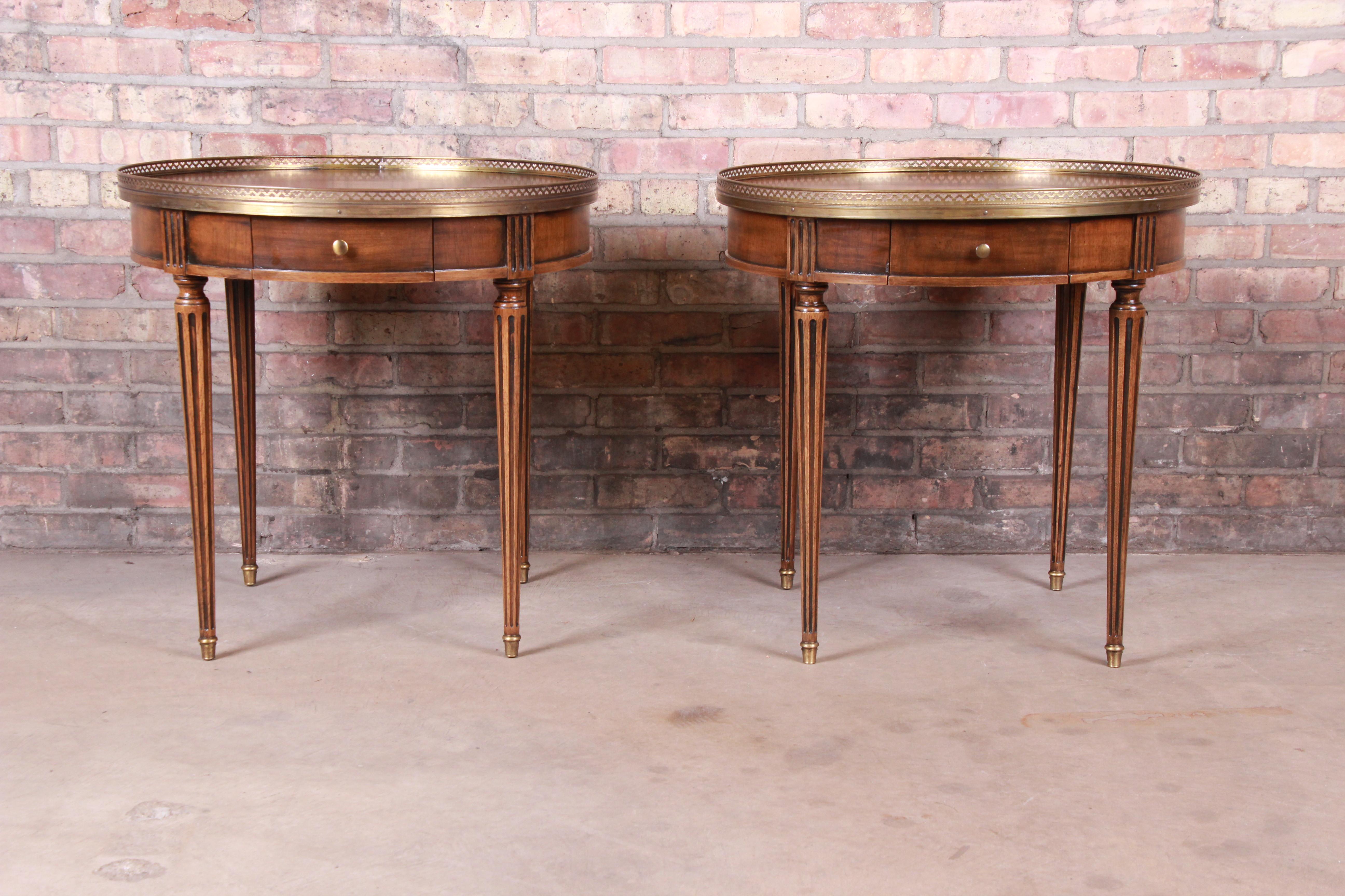 American Baker Furniture French Regency Louis XVI Walnut Tea Tables, Pair