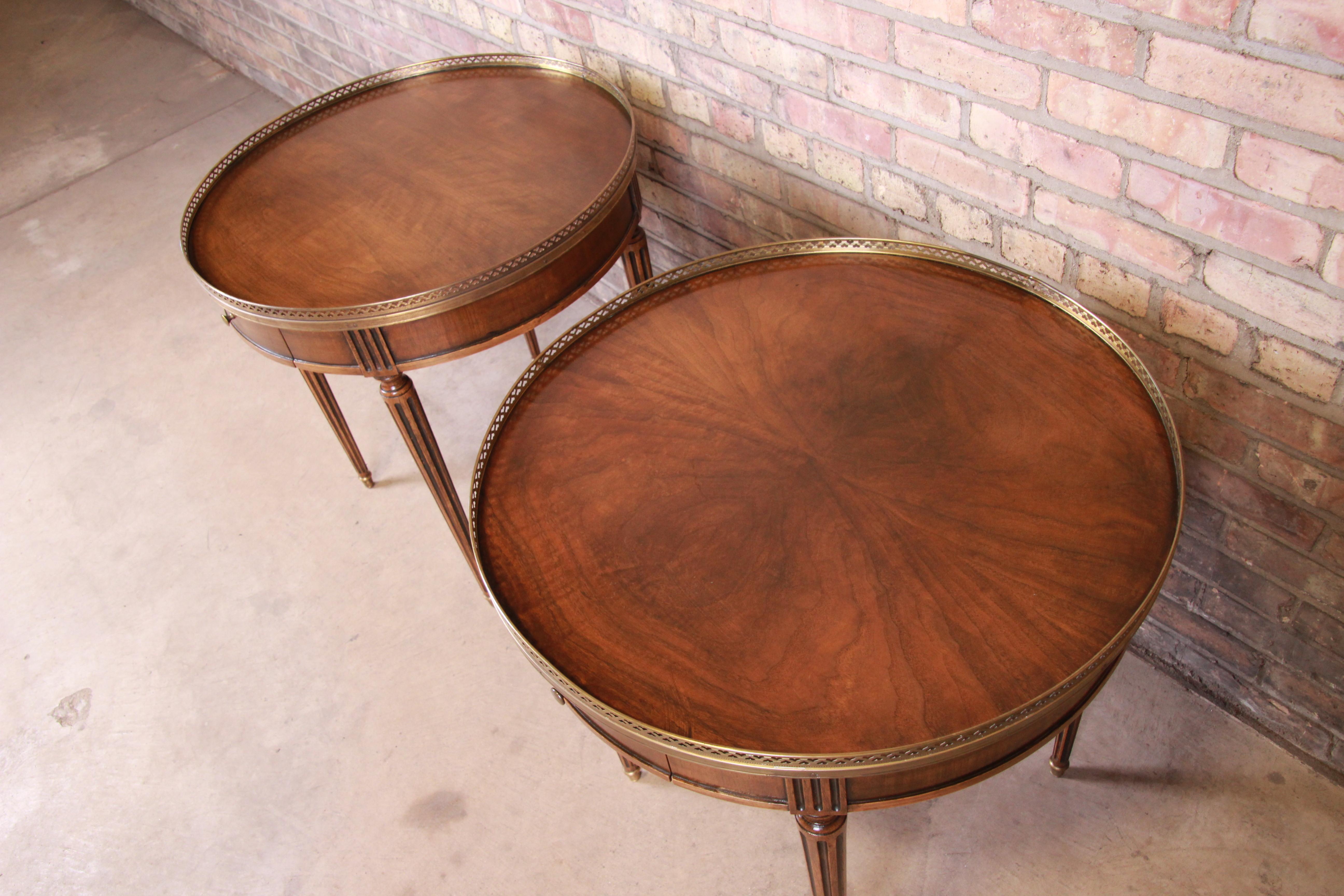 Baker Furniture French Regency Louis XVI Walnut Tea Tables, Pair 2