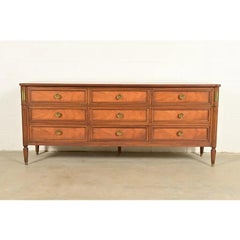 Baker Furniture French Regency Louis XVI Walnut Triple Dresser, Circa 1960s