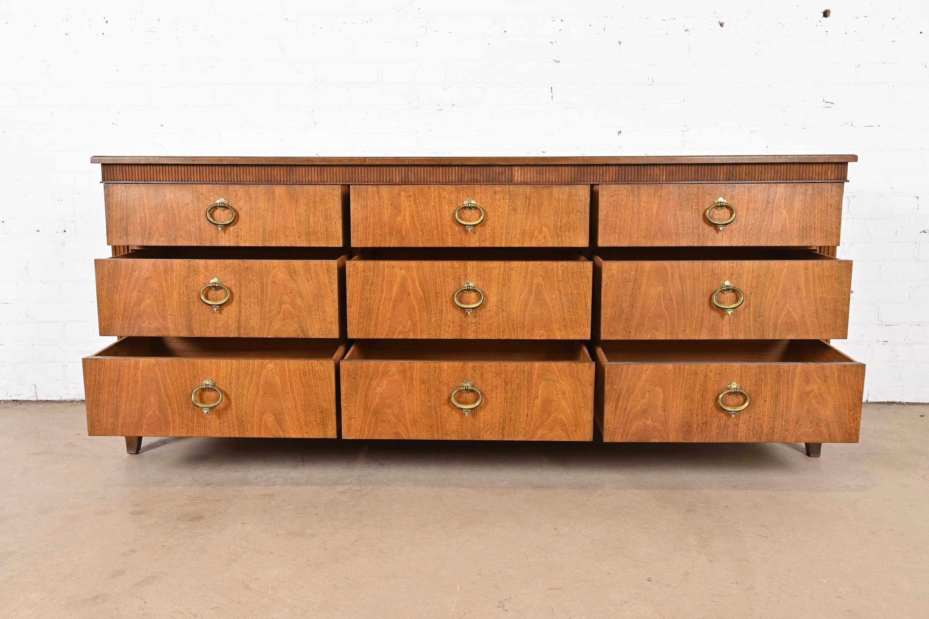 Baker Furniture French Regency Louis XVI Walnut Triple Dresser or Credenza 6