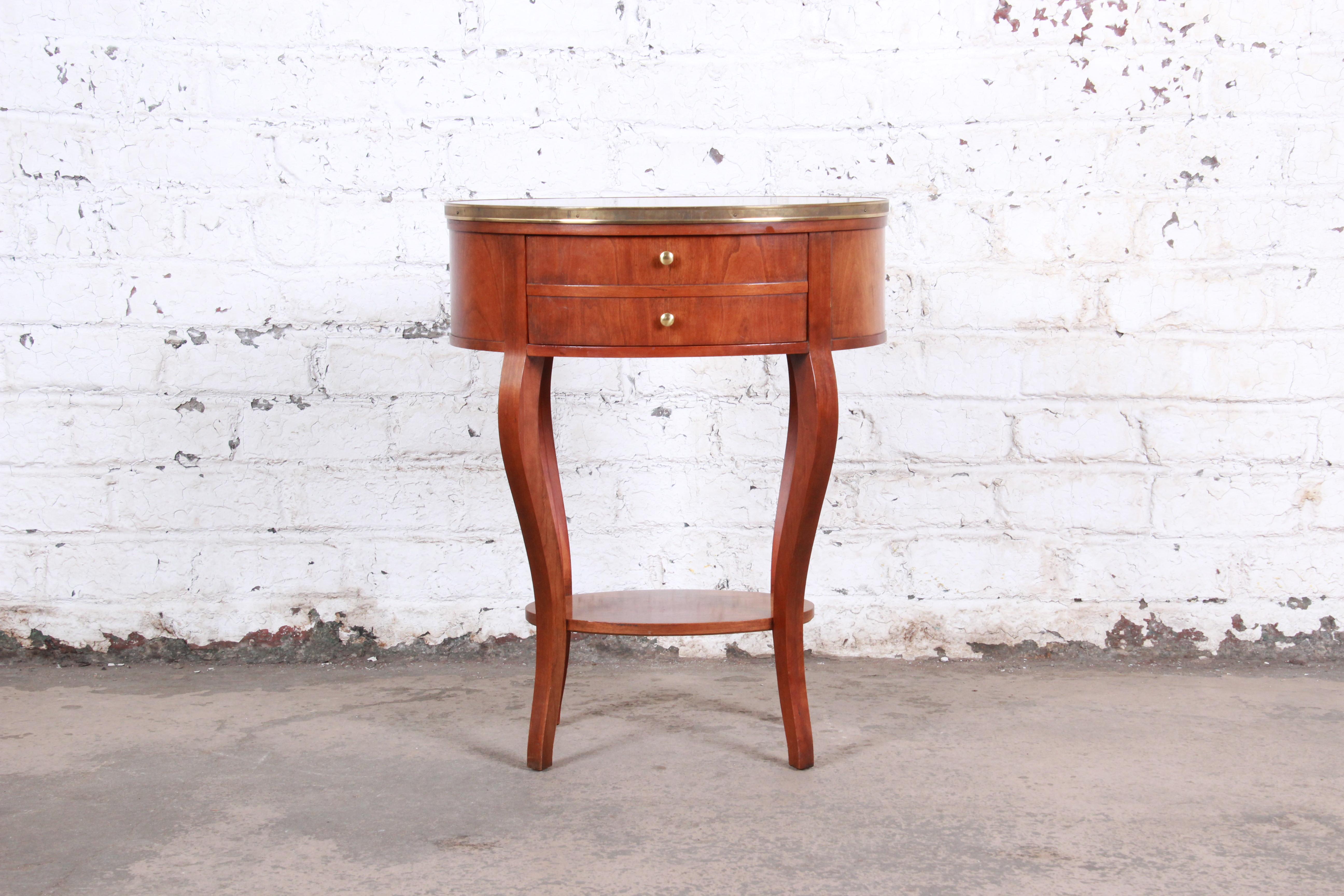 American Baker Furniture French Regency Mahogany and Brass Side Table