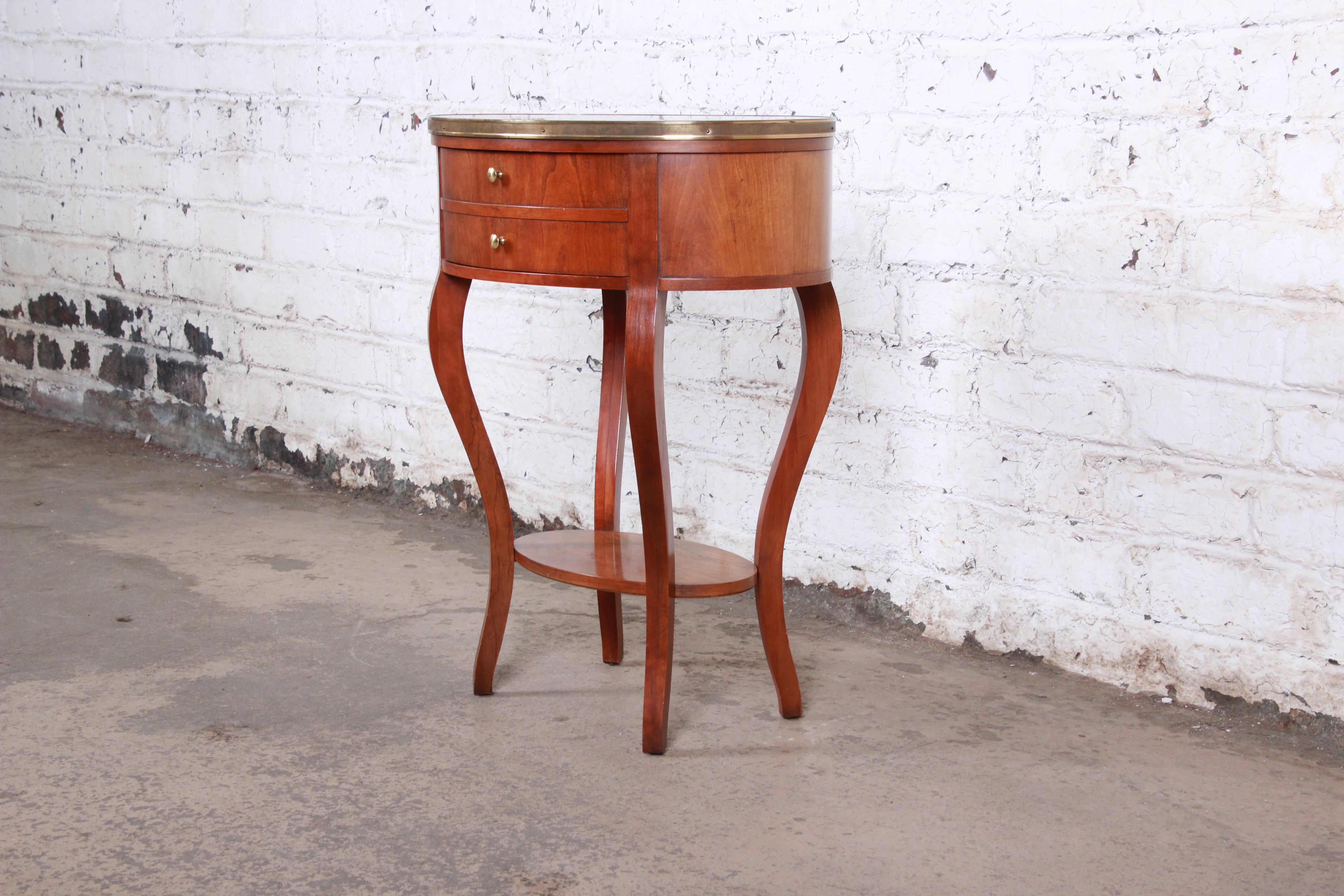 20th Century Baker Furniture French Regency Mahogany and Brass Side Table