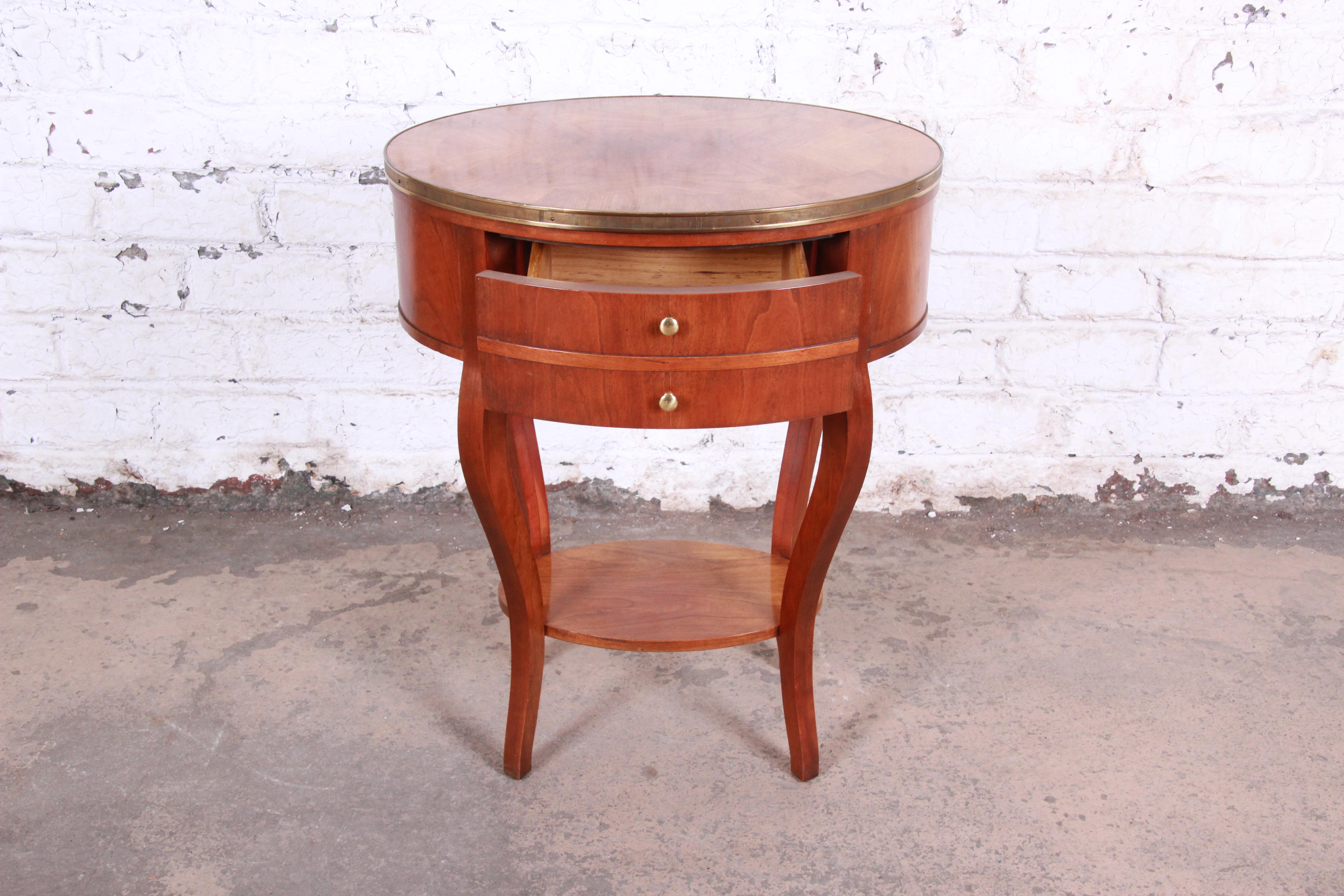 Baker Furniture French Regency Mahogany and Brass Side Table 1