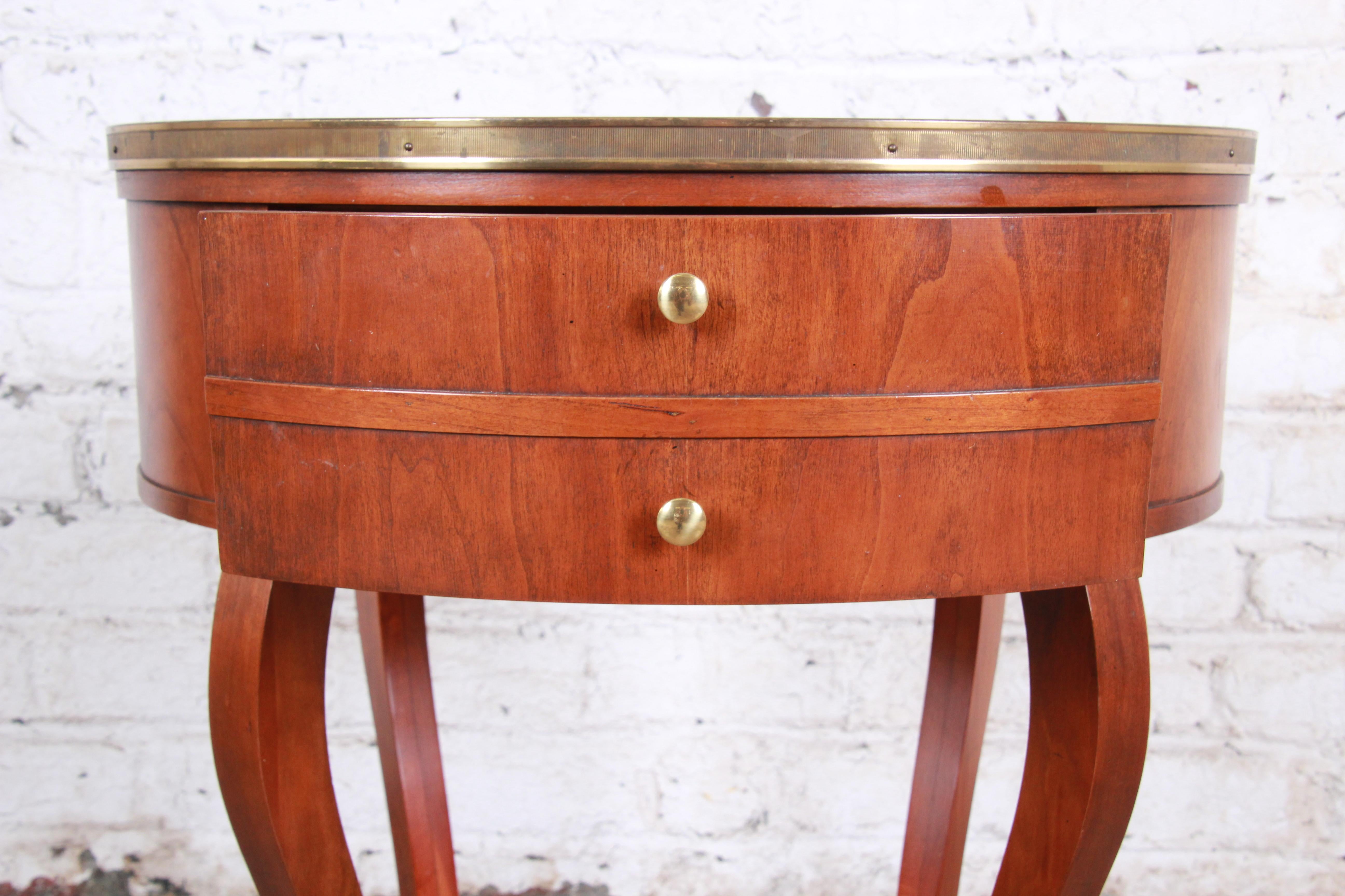 Baker Furniture French Regency Mahogany and Brass Side Table 3