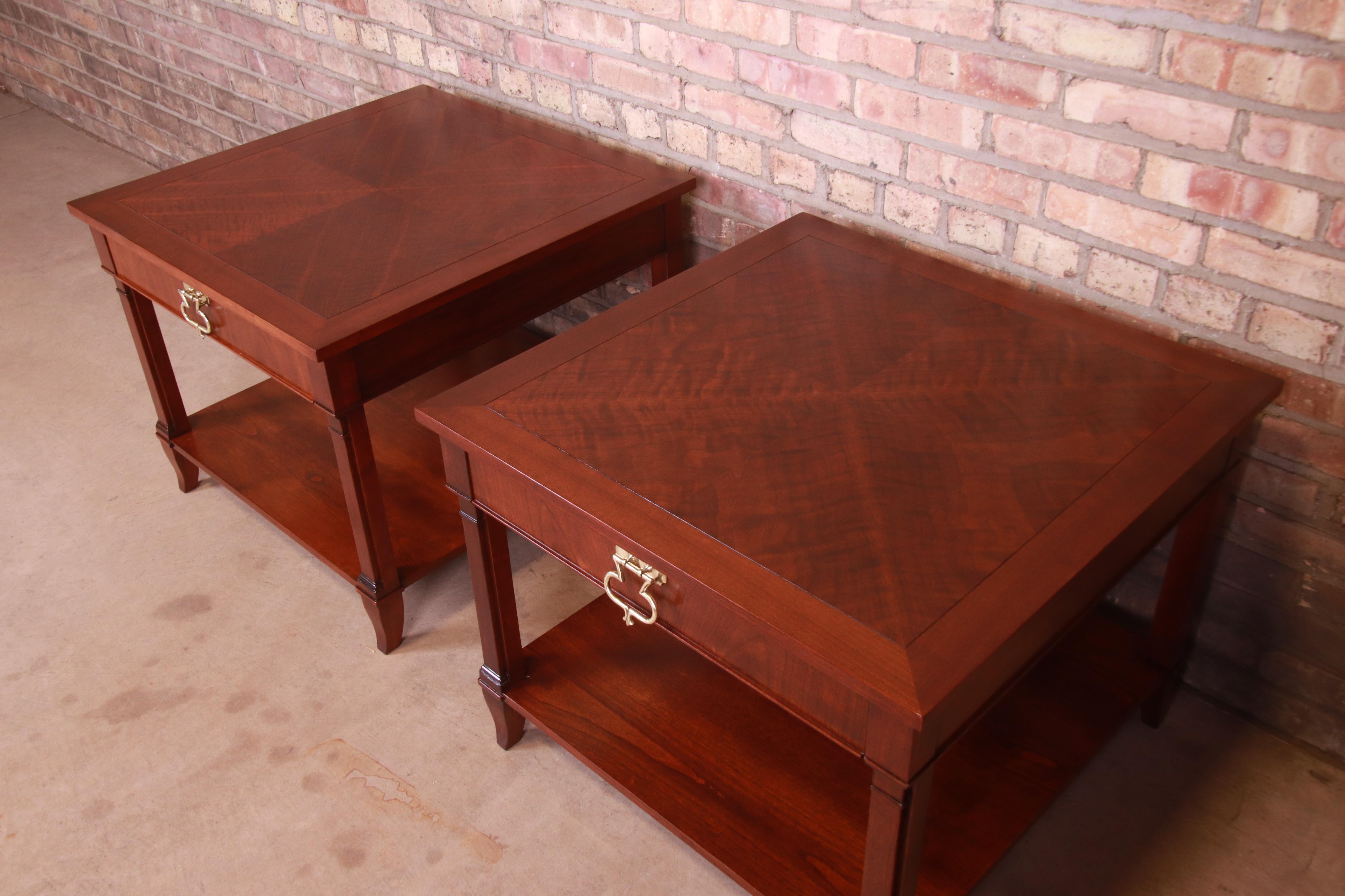 Baker Furniture French Regency Mahogany Bedside Tables, Newly Refinished For Sale 8
