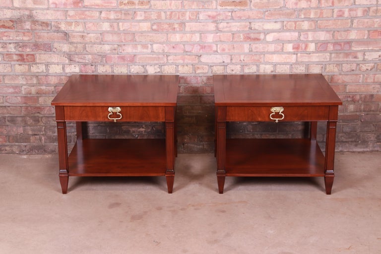 American Baker Furniture French Regency Mahogany Bedside Tables, Newly Refinished For Sale