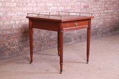Baker Furniture French Regency Mahogany Leather Top Tea Table with Brass Gallery