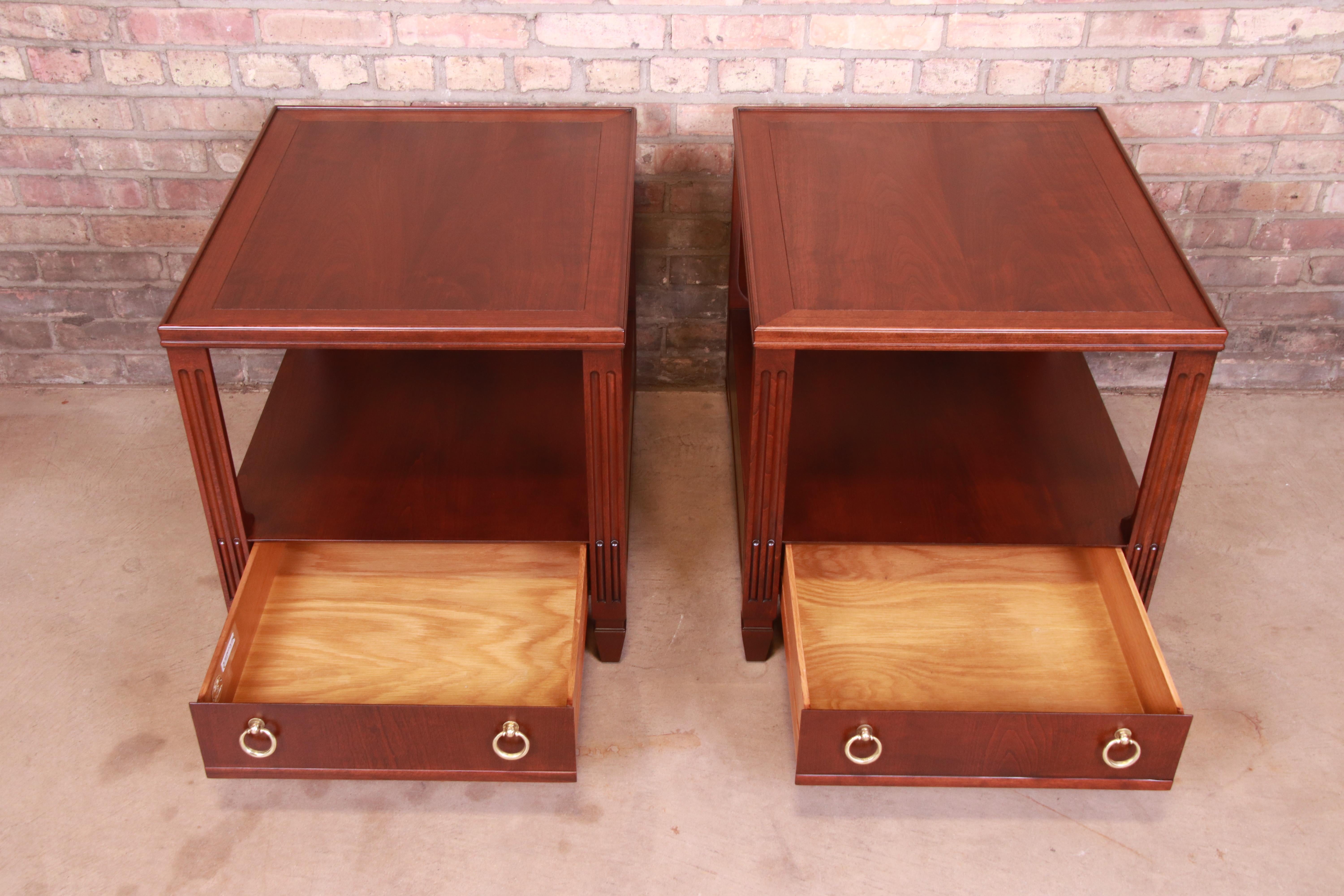 Baker Furniture French Regency Mahogany Nightstands or End Tables, Refinished For Sale 4
