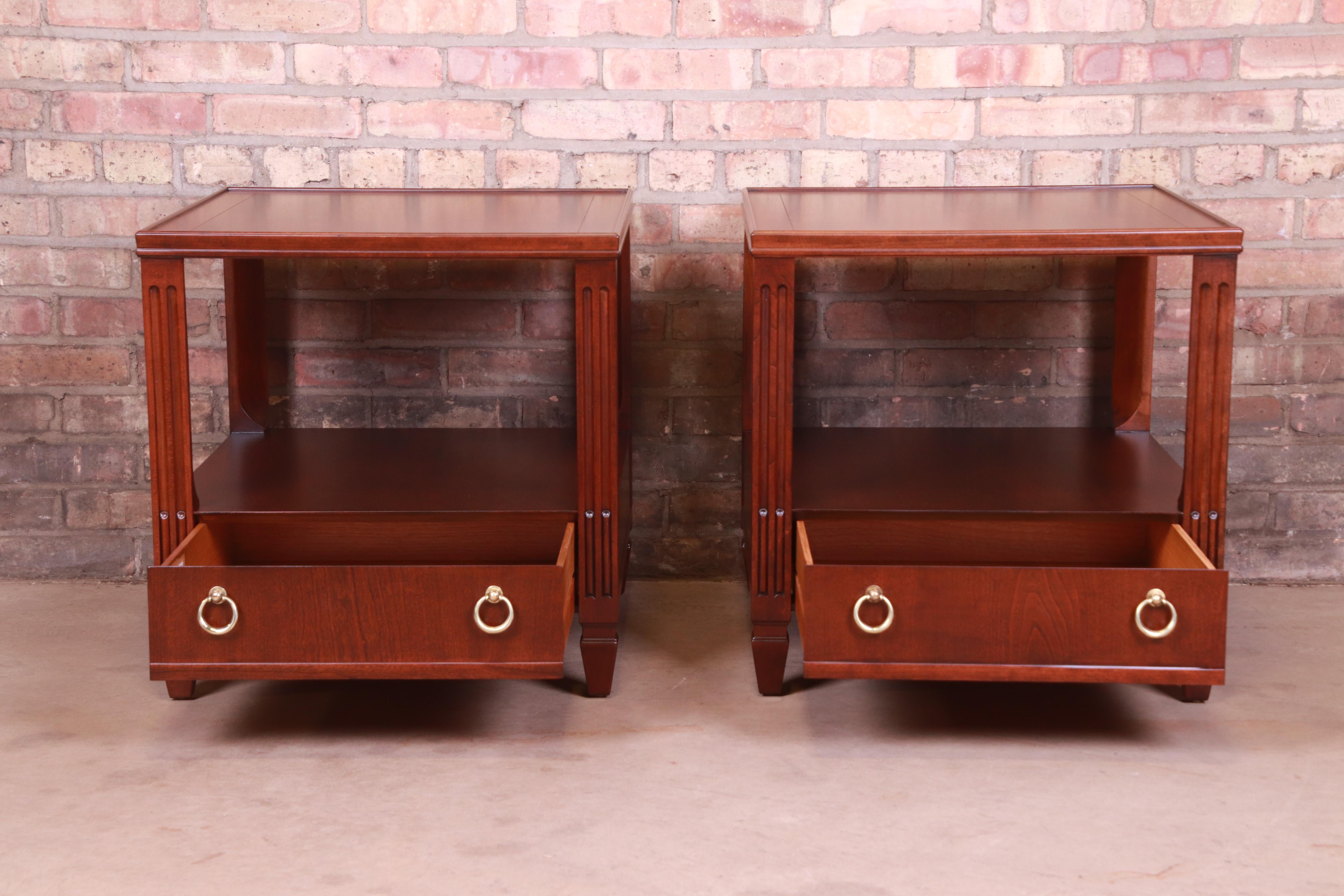 Baker Furniture French Regency Mahogany Nightstands or End Tables, Refinished For Sale 5