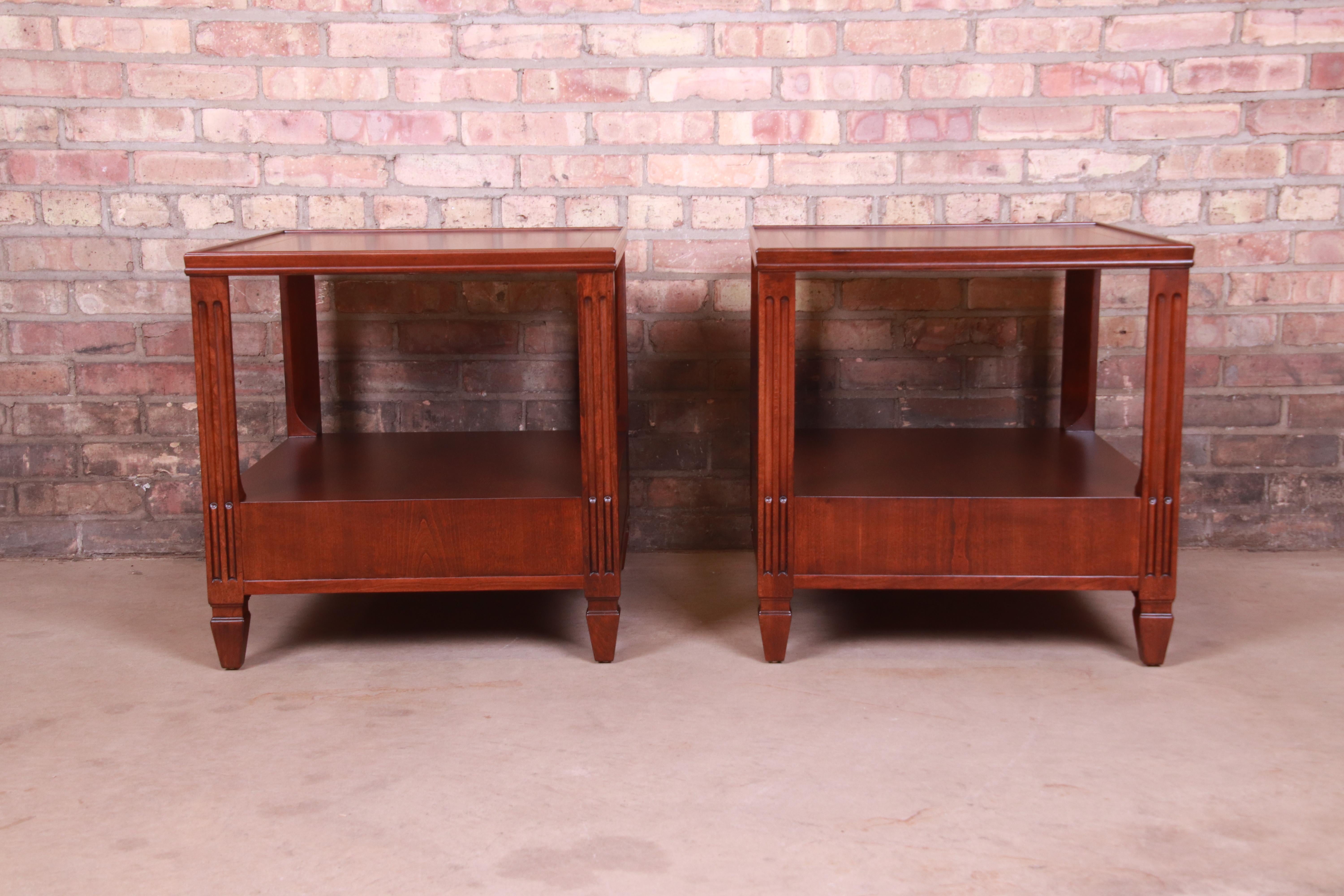 Baker Furniture French Regency Mahogany Nightstands or End Tables, Refinished For Sale 9