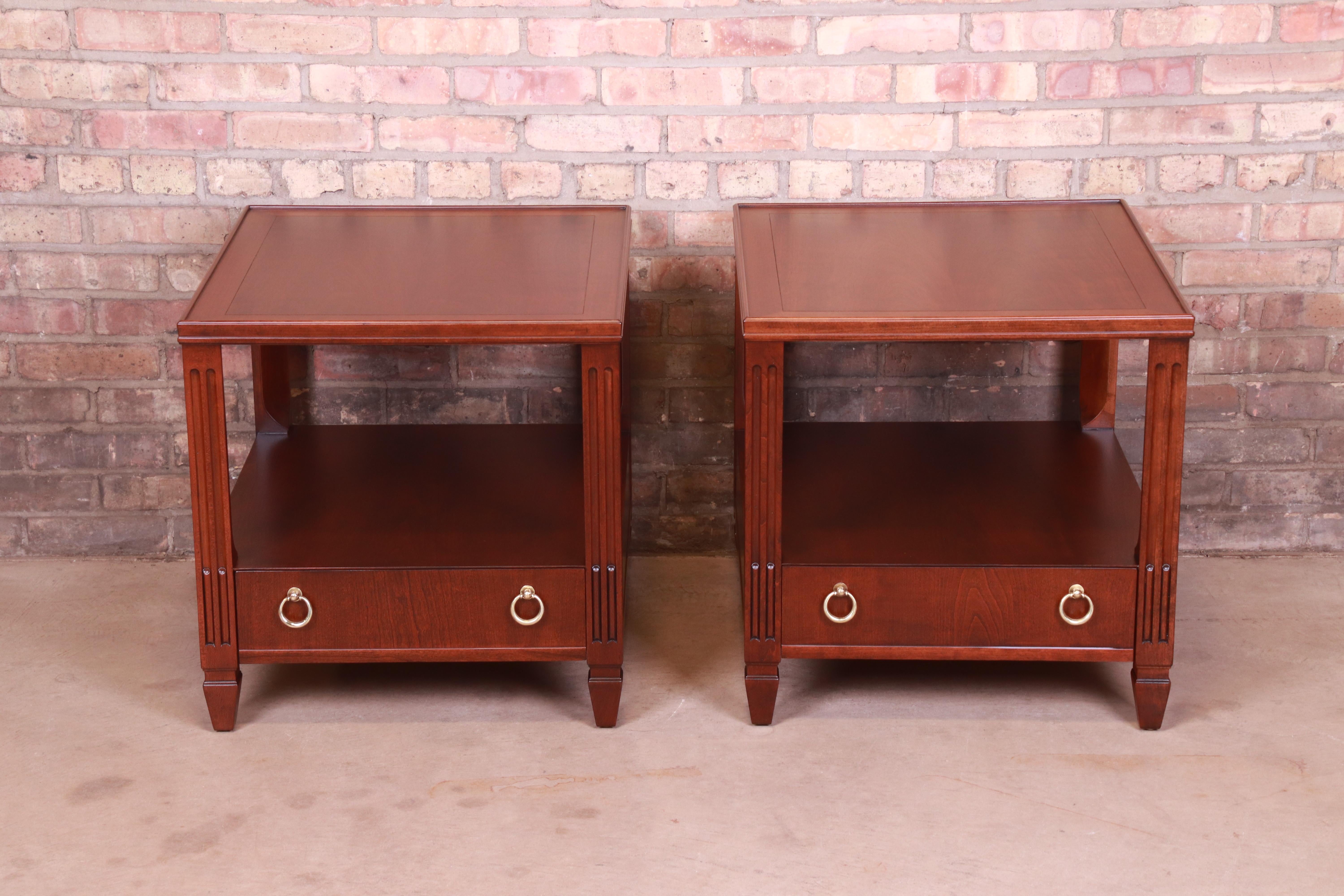 American Baker Furniture French Regency Mahogany Nightstands or End Tables, Refinished For Sale