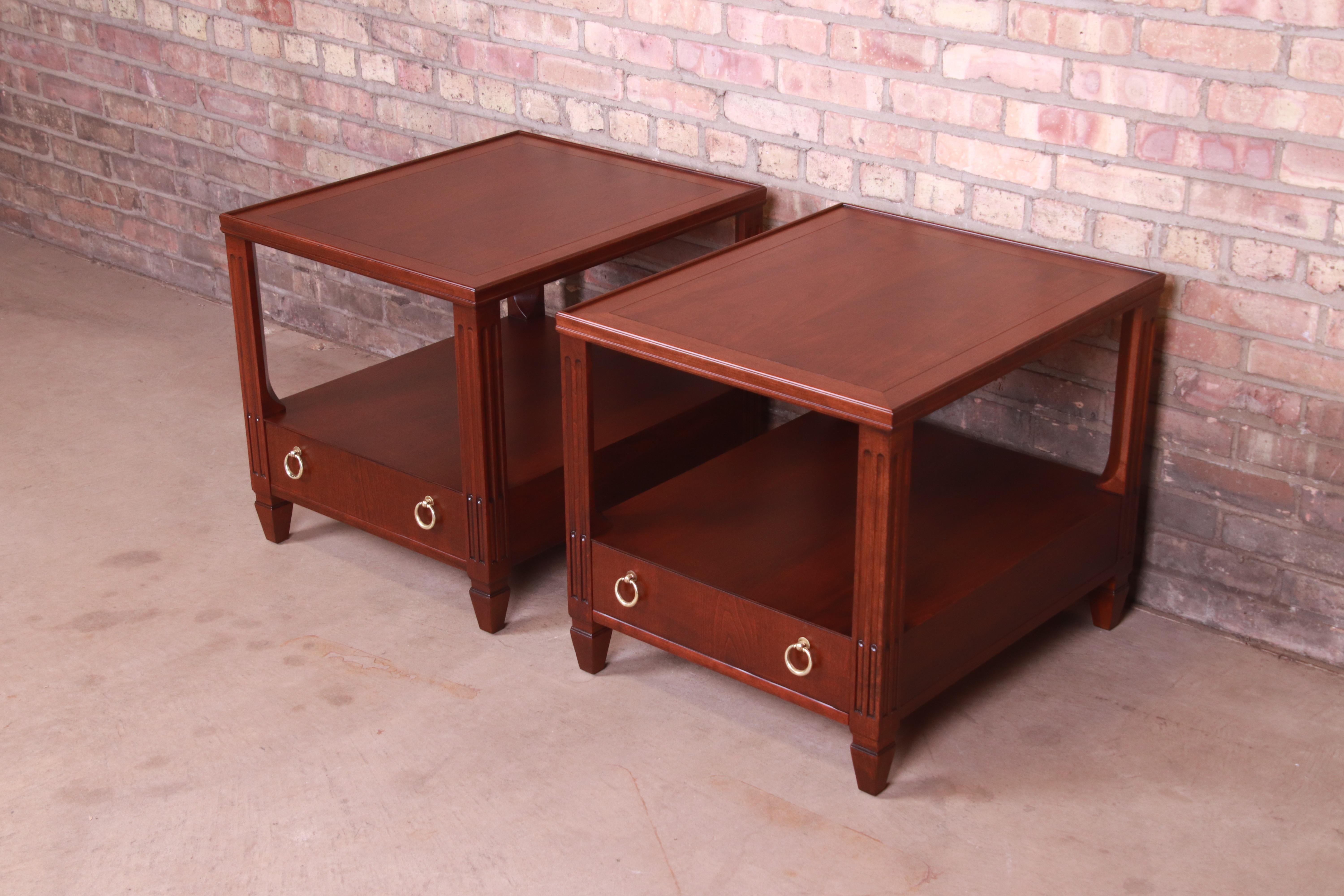 Baker Furniture French Regency Mahogany Nightstands or End Tables, Refinished In Good Condition For Sale In South Bend, IN