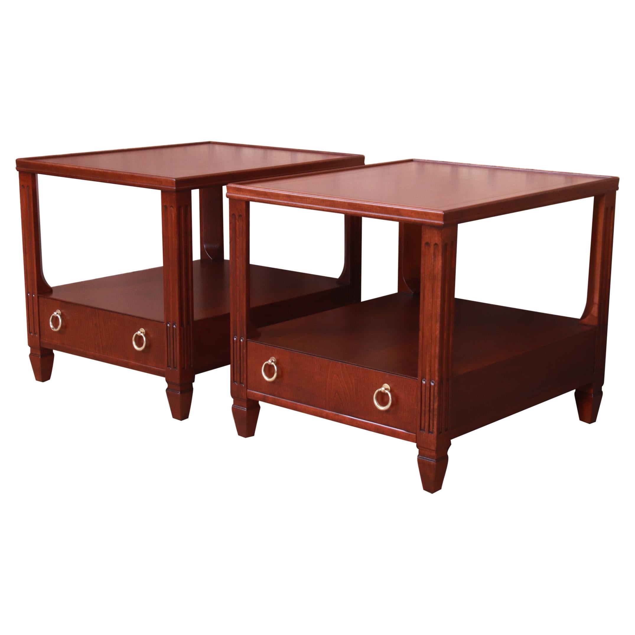 Baker Furniture French Regency Mahogany Nightstands or End Tables, Refinished