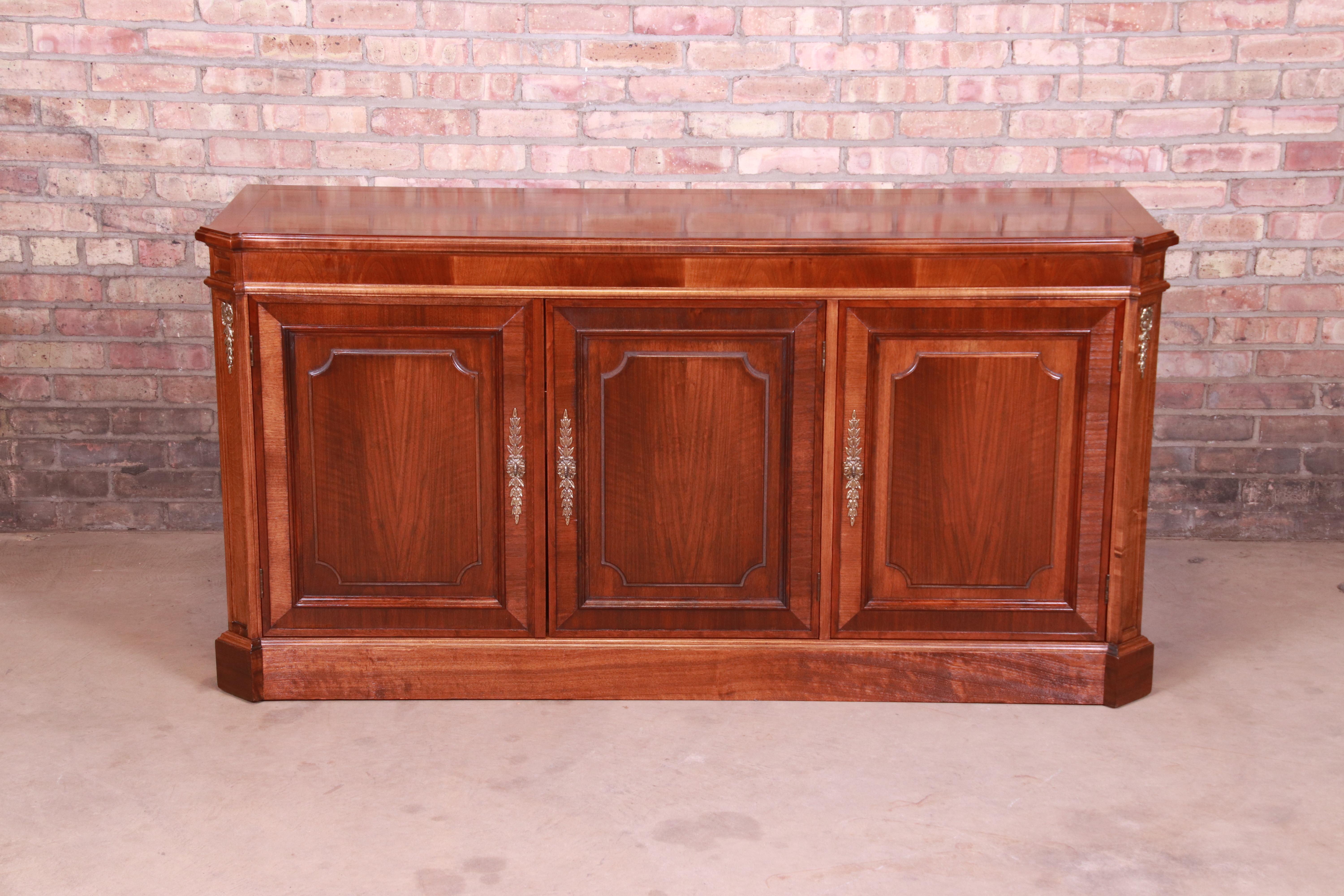 American Baker Furniture French Regency Mahogany Sideboard or Bar Cabinet, Refinished