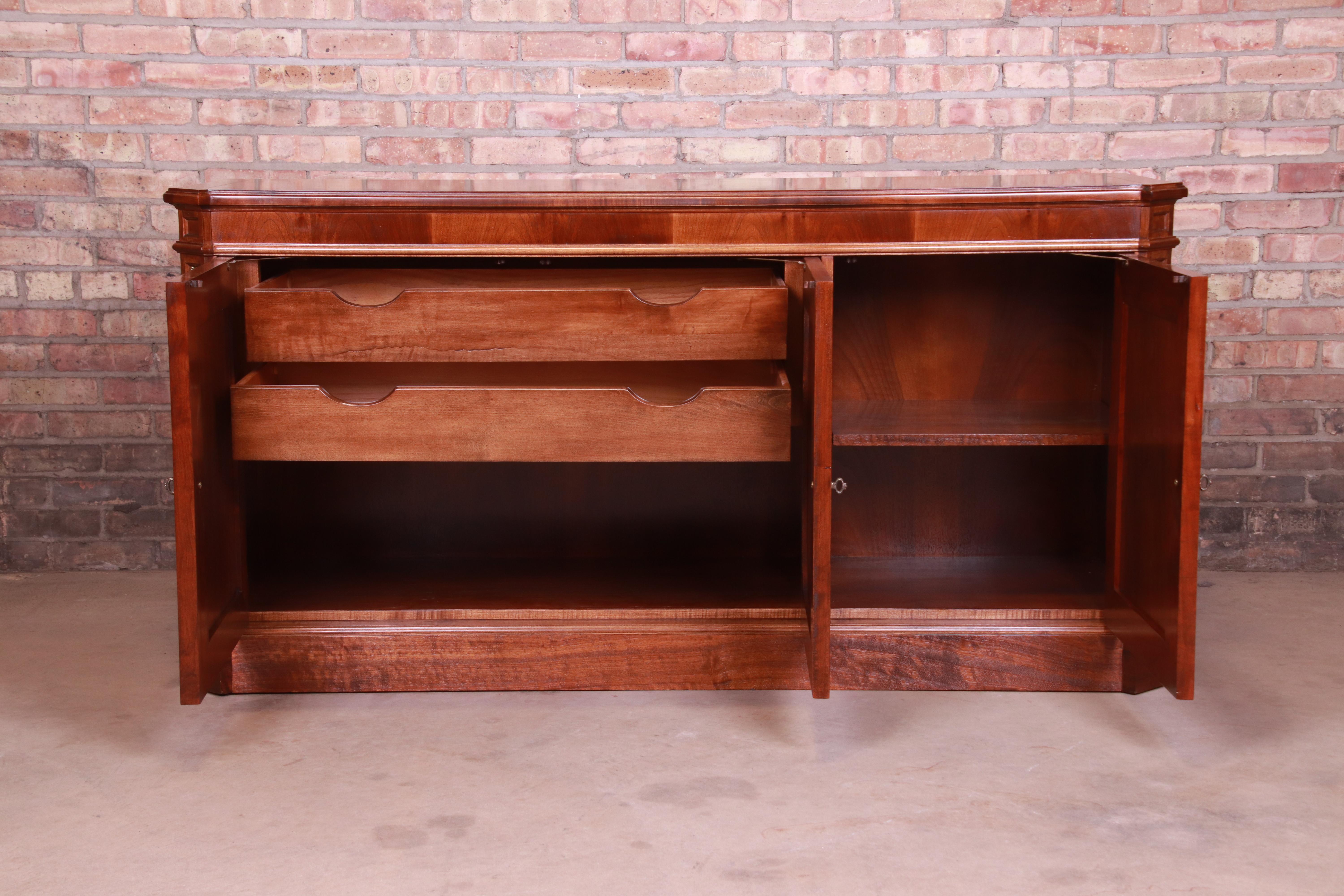 Brass Baker Furniture French Regency Mahogany Sideboard or Bar Cabinet, Refinished