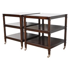 Baker Furniture French Regency Mahogany Three-Tier Nightstands or Tea Tables