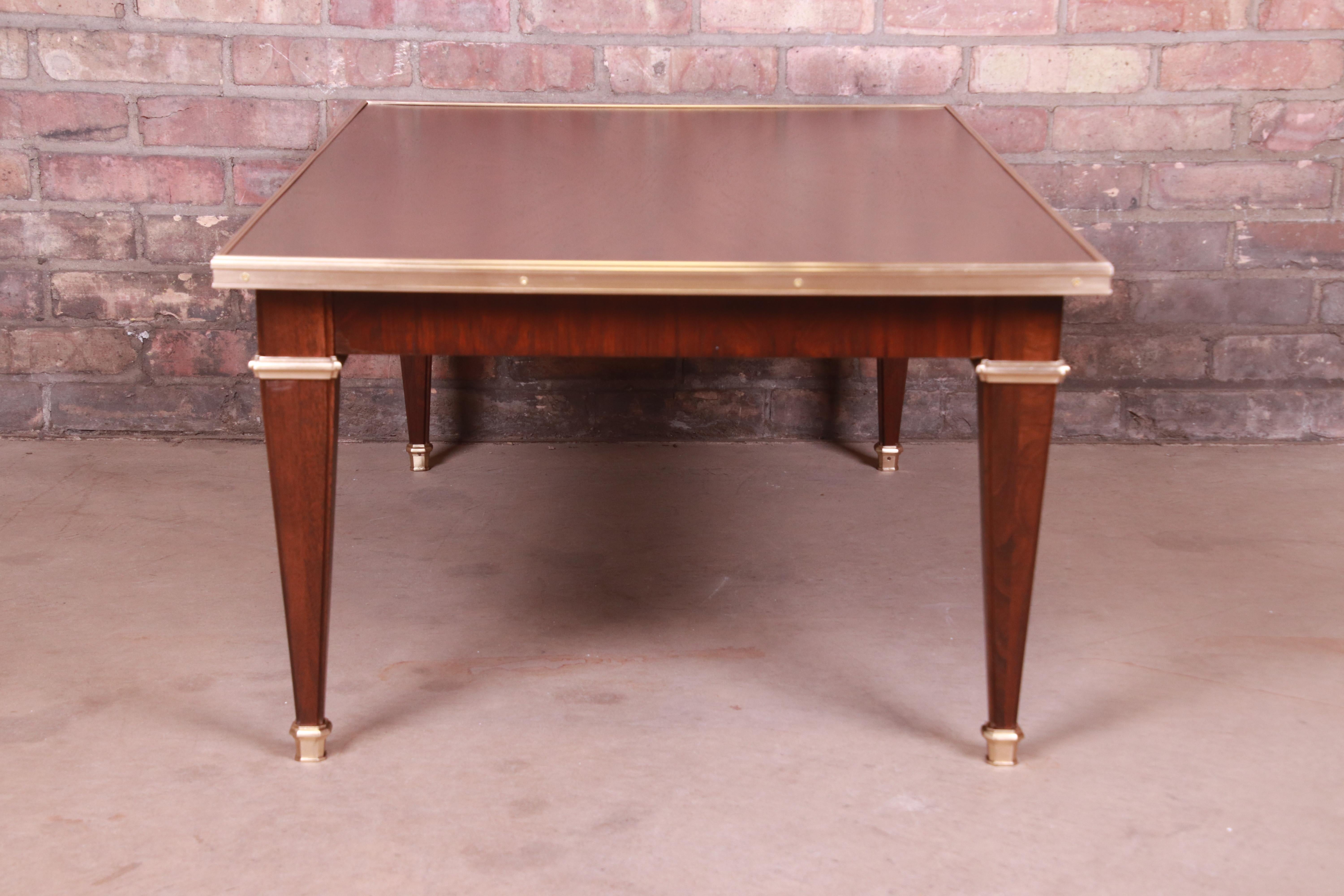 Baker Furniture French Regency Rosewood and Brass Coffee Table, Newly Refinished 1