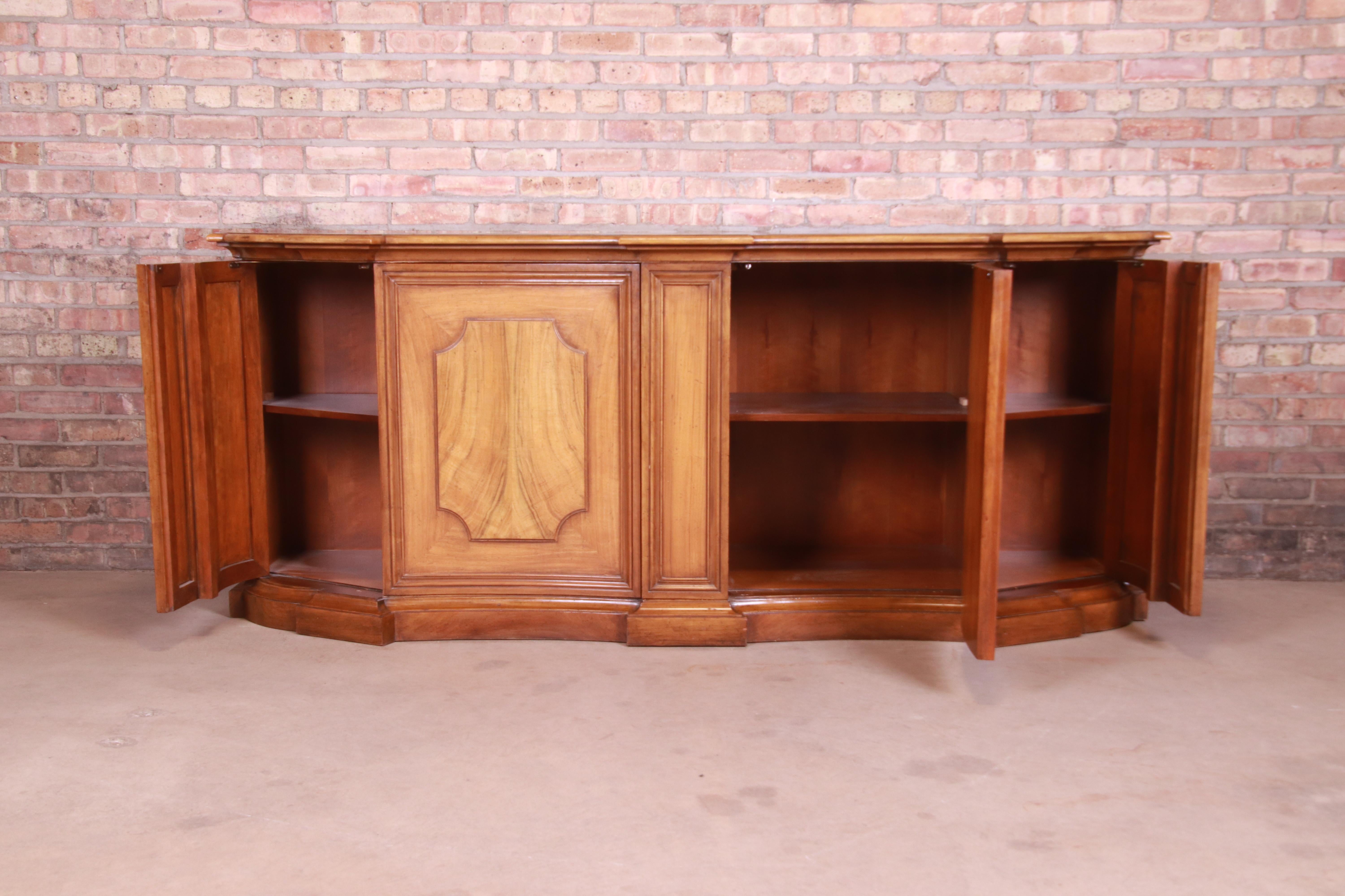 Baker Furniture French Regency Walnut and Burl Wood Sideboard or Bar Cabinet 6
