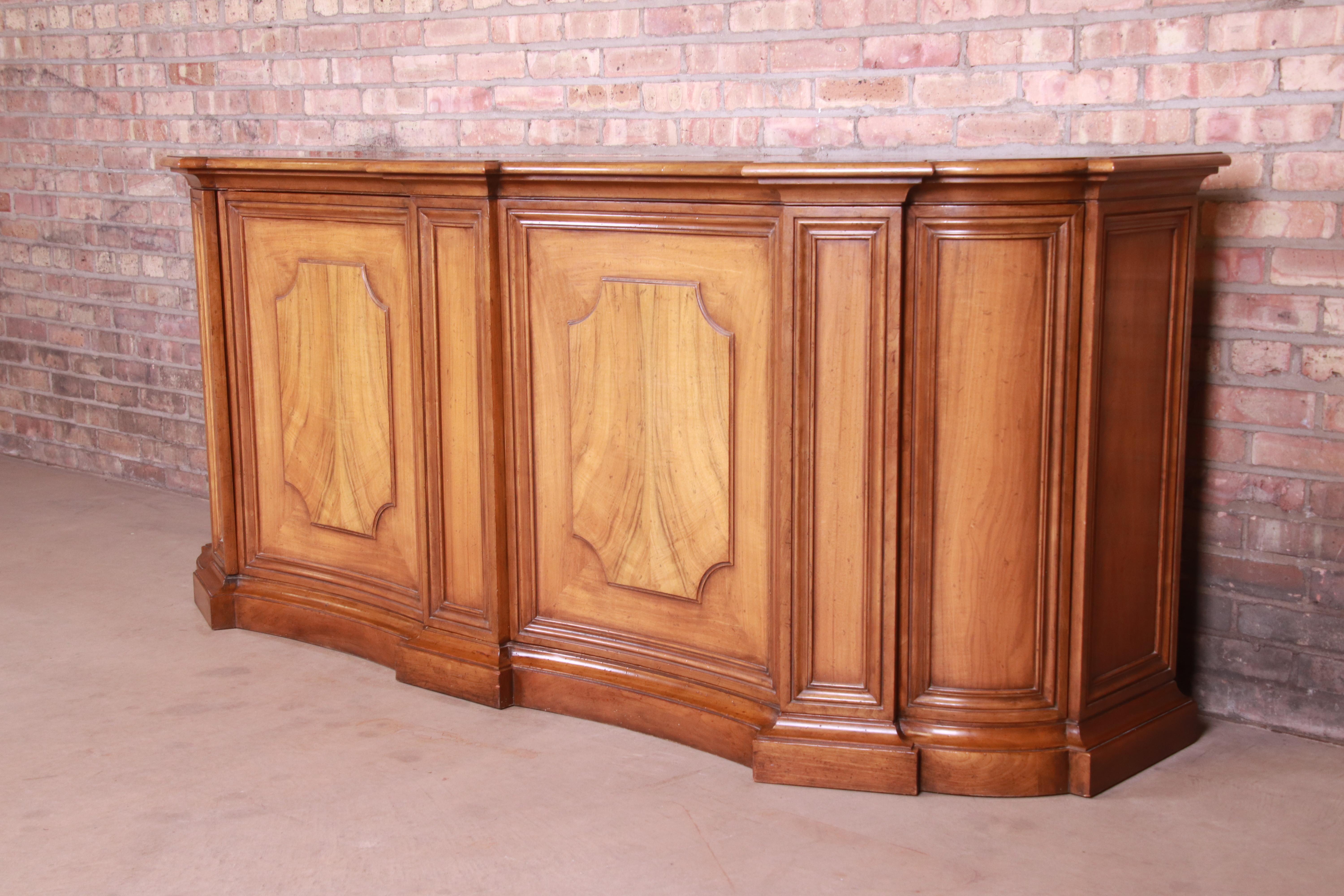 American Baker Furniture French Regency Walnut and Burl Wood Sideboard or Bar Cabinet