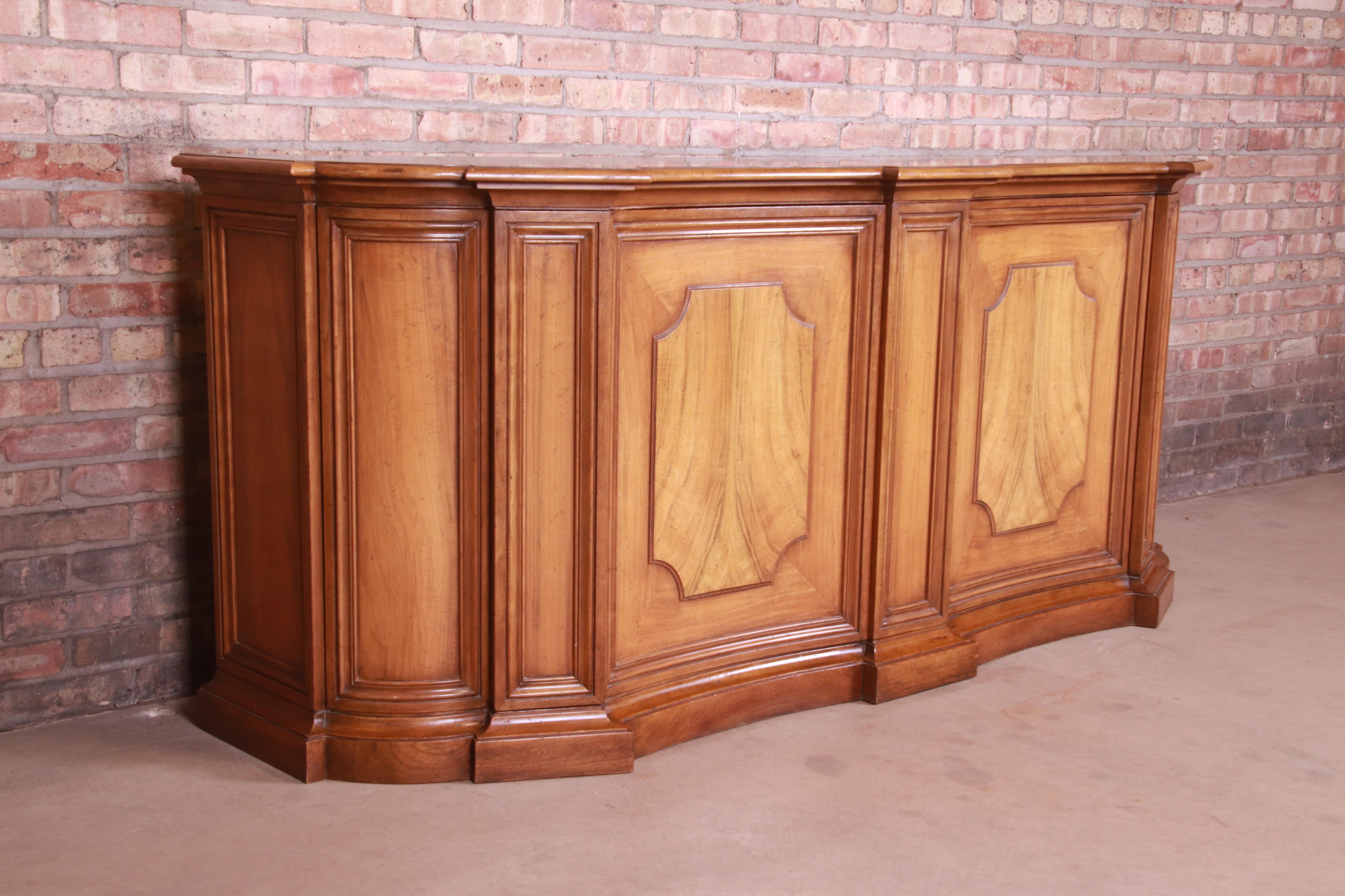 20th Century Baker Furniture French Regency Walnut and Burl Wood Sideboard or Bar Cabinet