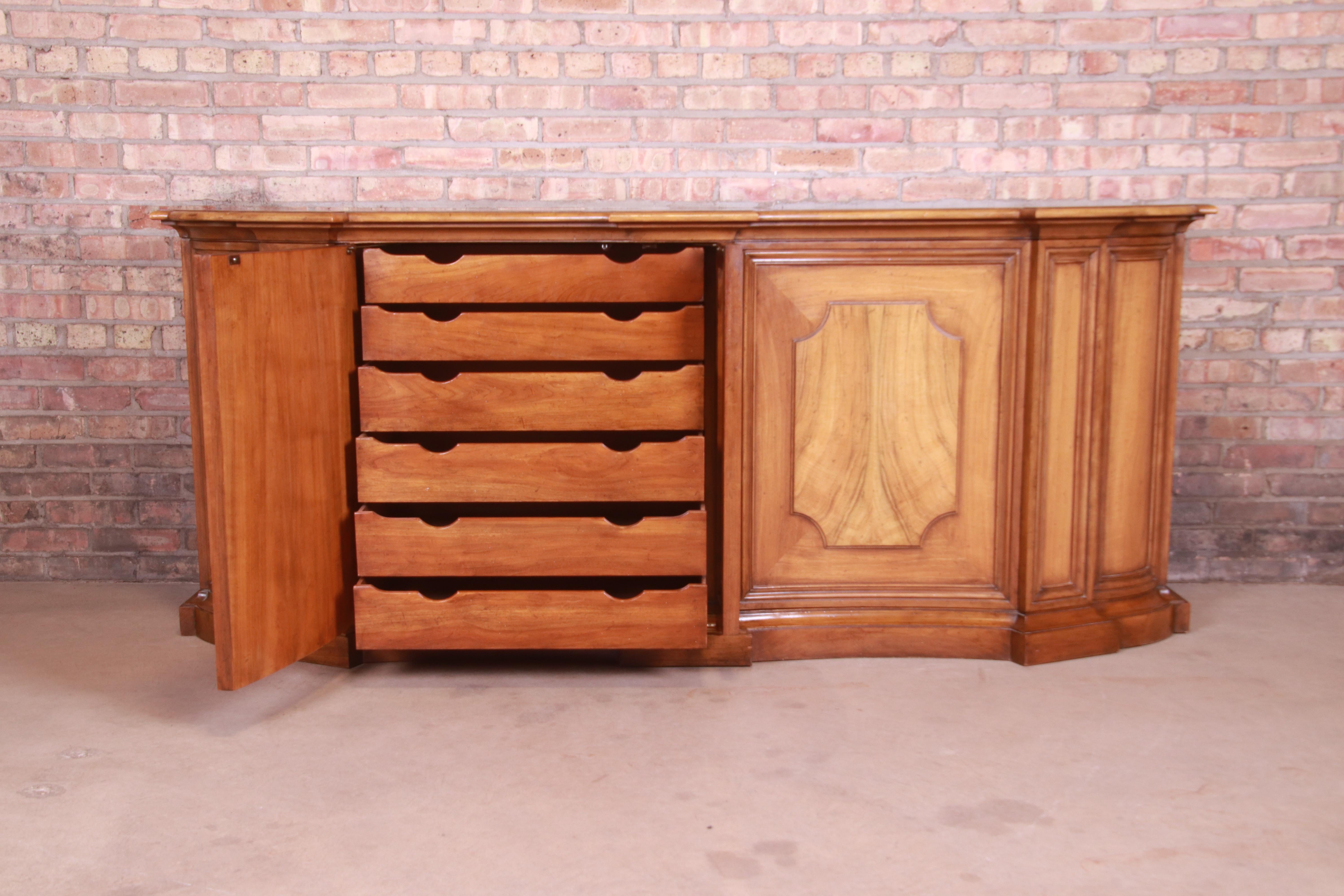 Baker Furniture French Regency Walnut and Burl Wood Sideboard or Bar Cabinet 2