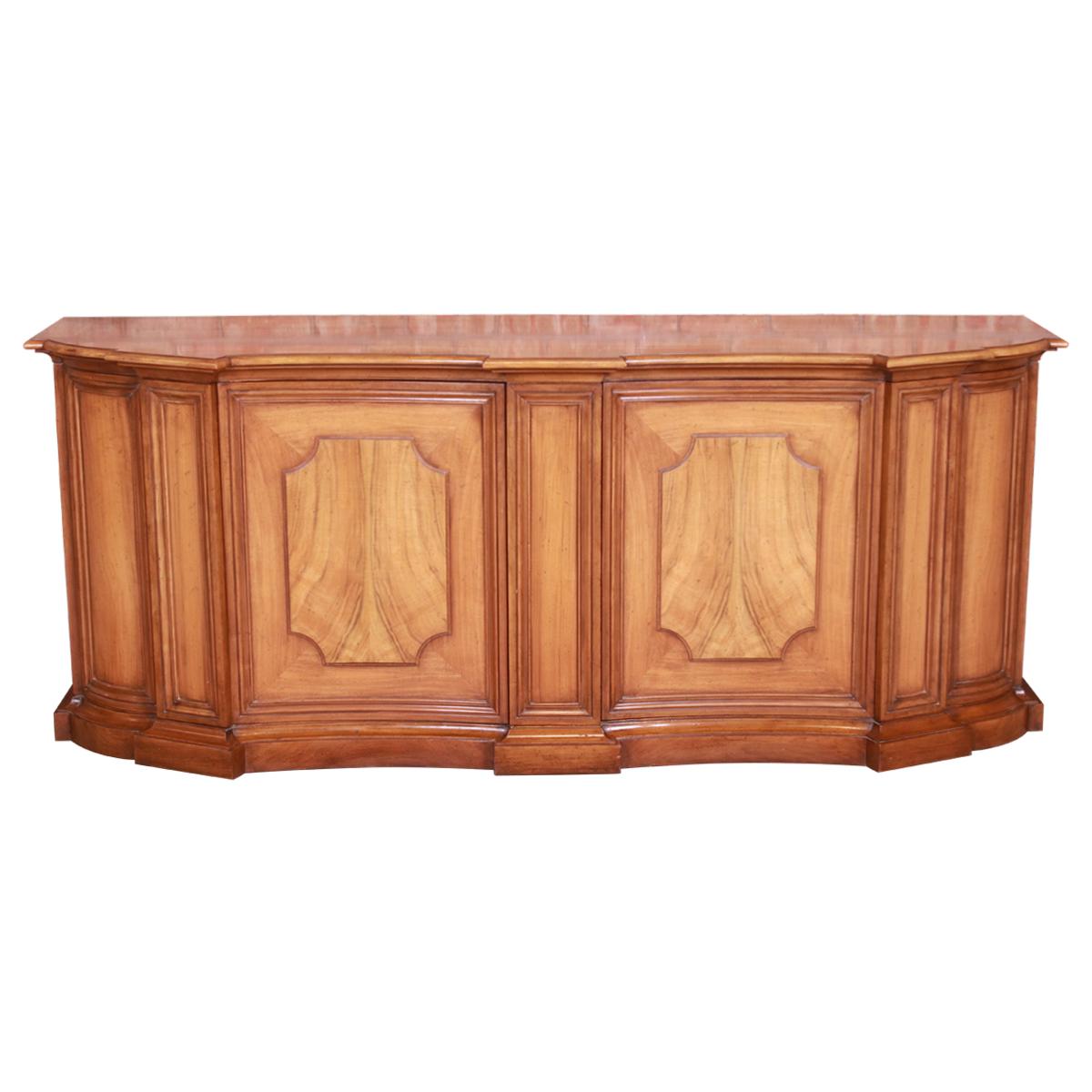 Baker Furniture French Regency Walnut and Burl Wood Sideboard or Bar Cabinet