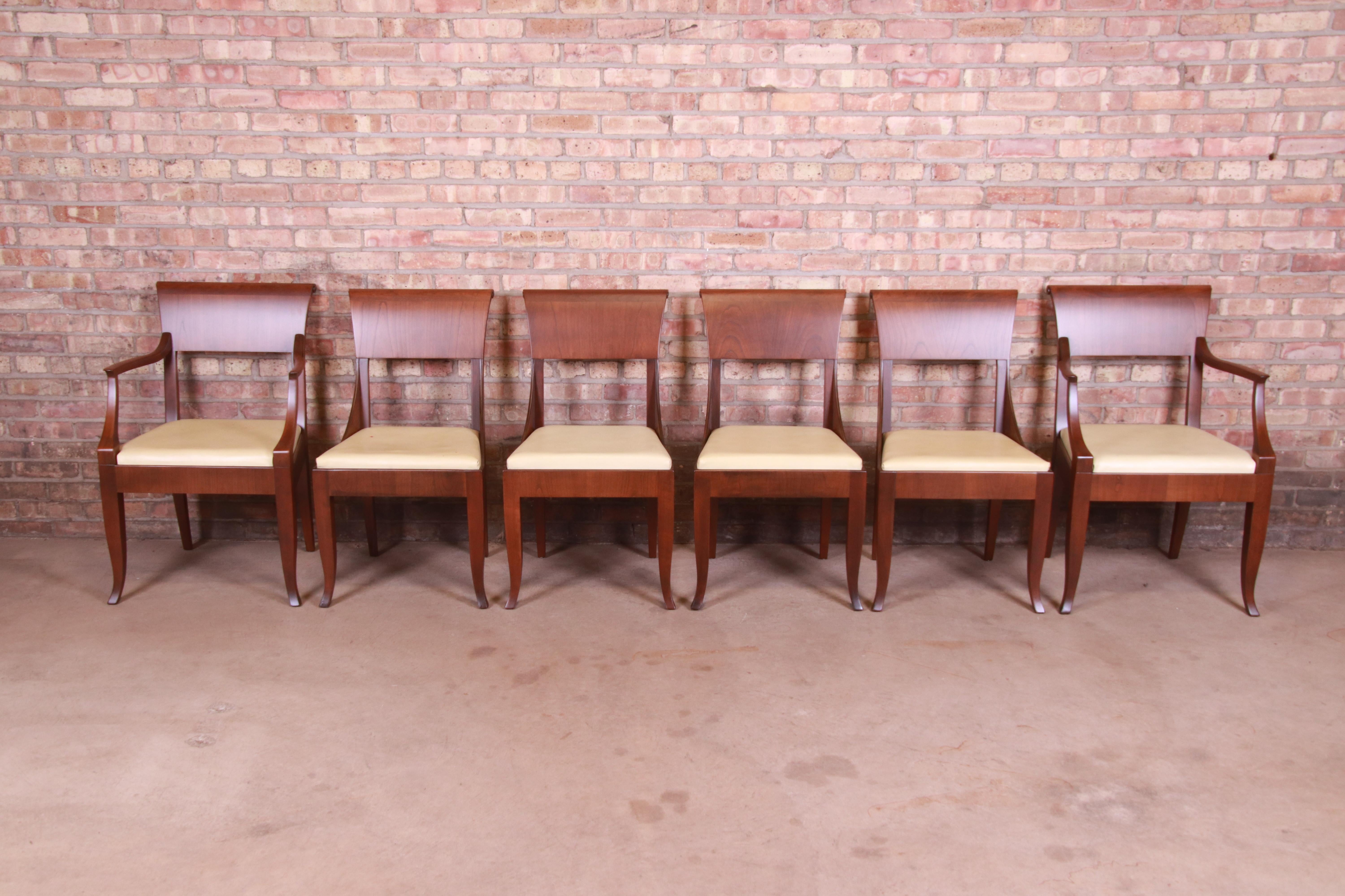 American Baker Furniture French Regency Walnut Dining Chairs, Newly Refinished