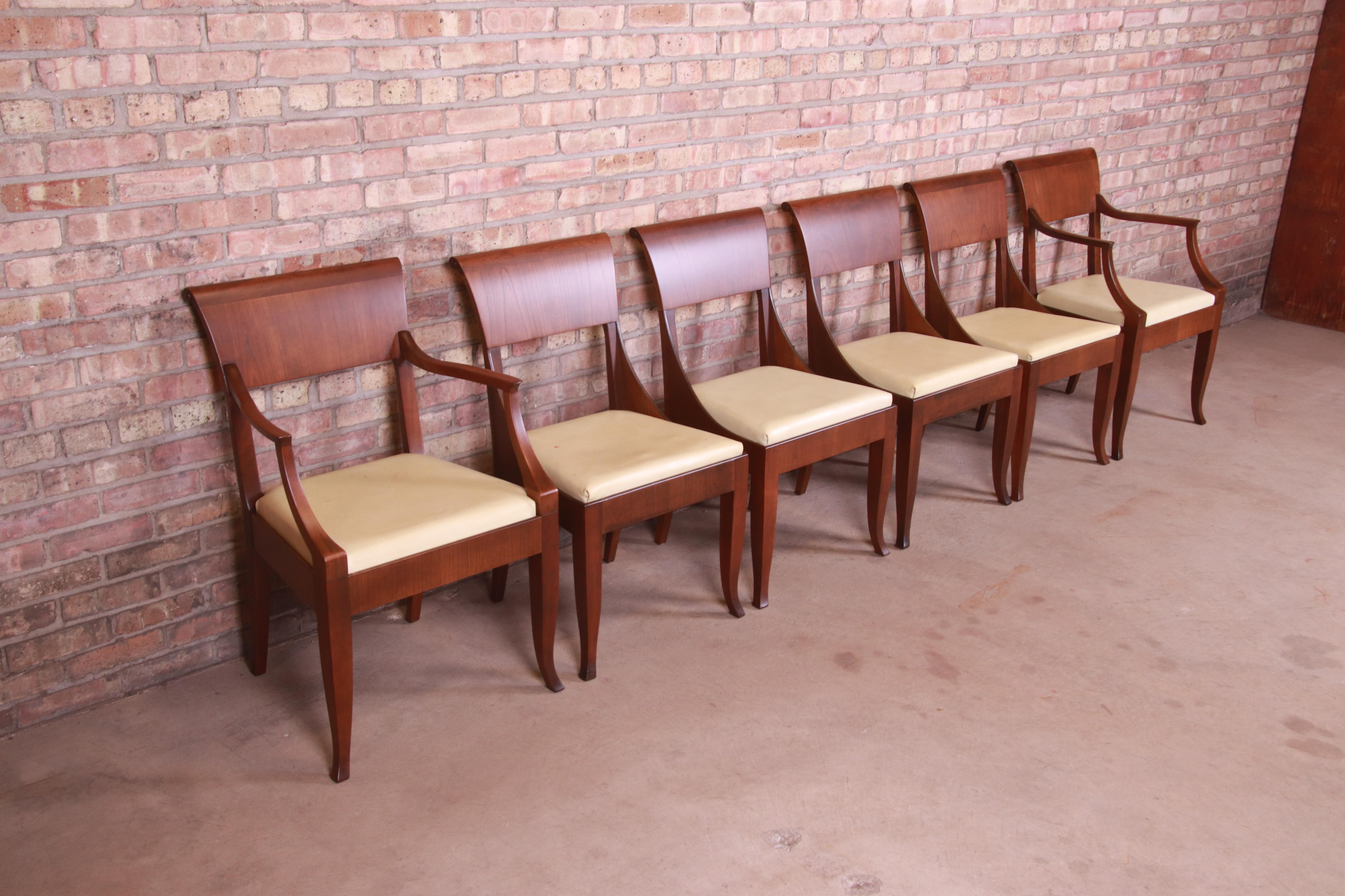 20th Century Baker Furniture French Regency Walnut Dining Chairs, Newly Refinished