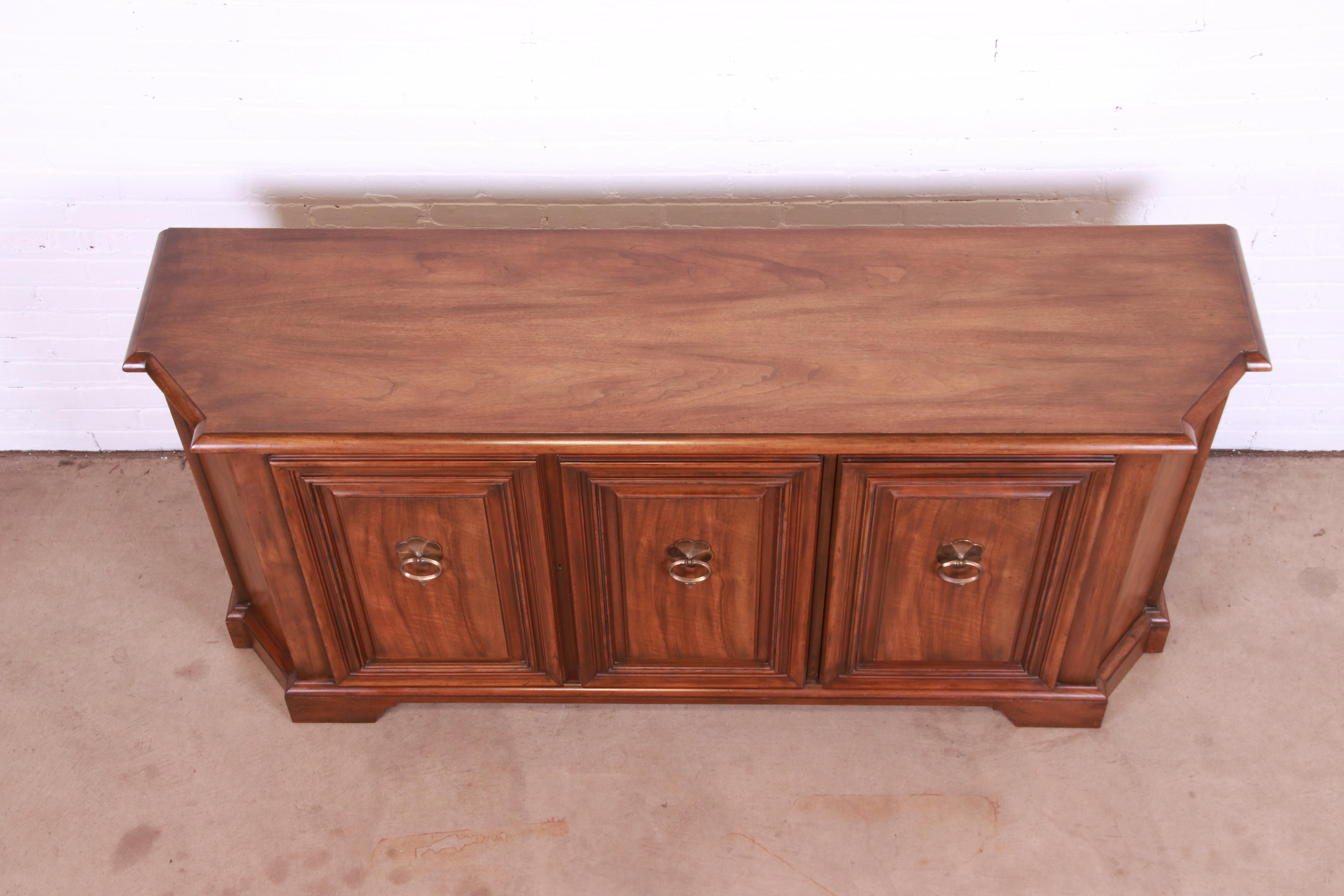 Baker Furniture French Regency Walnut Sideboard Credenza or Bar Cabinet 1