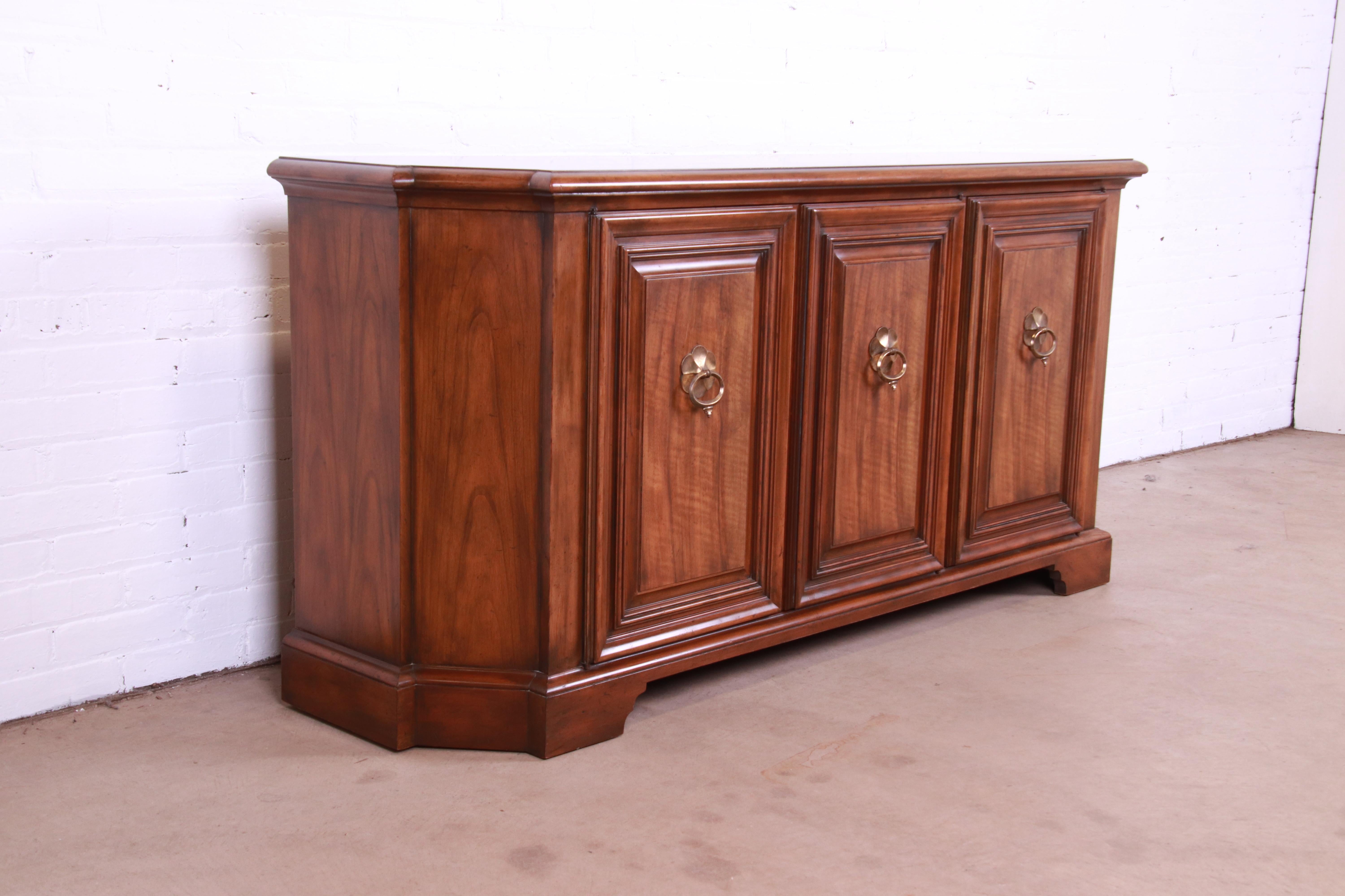 American Baker Furniture French Regency Walnut Sideboard Credenza or Bar Cabinet