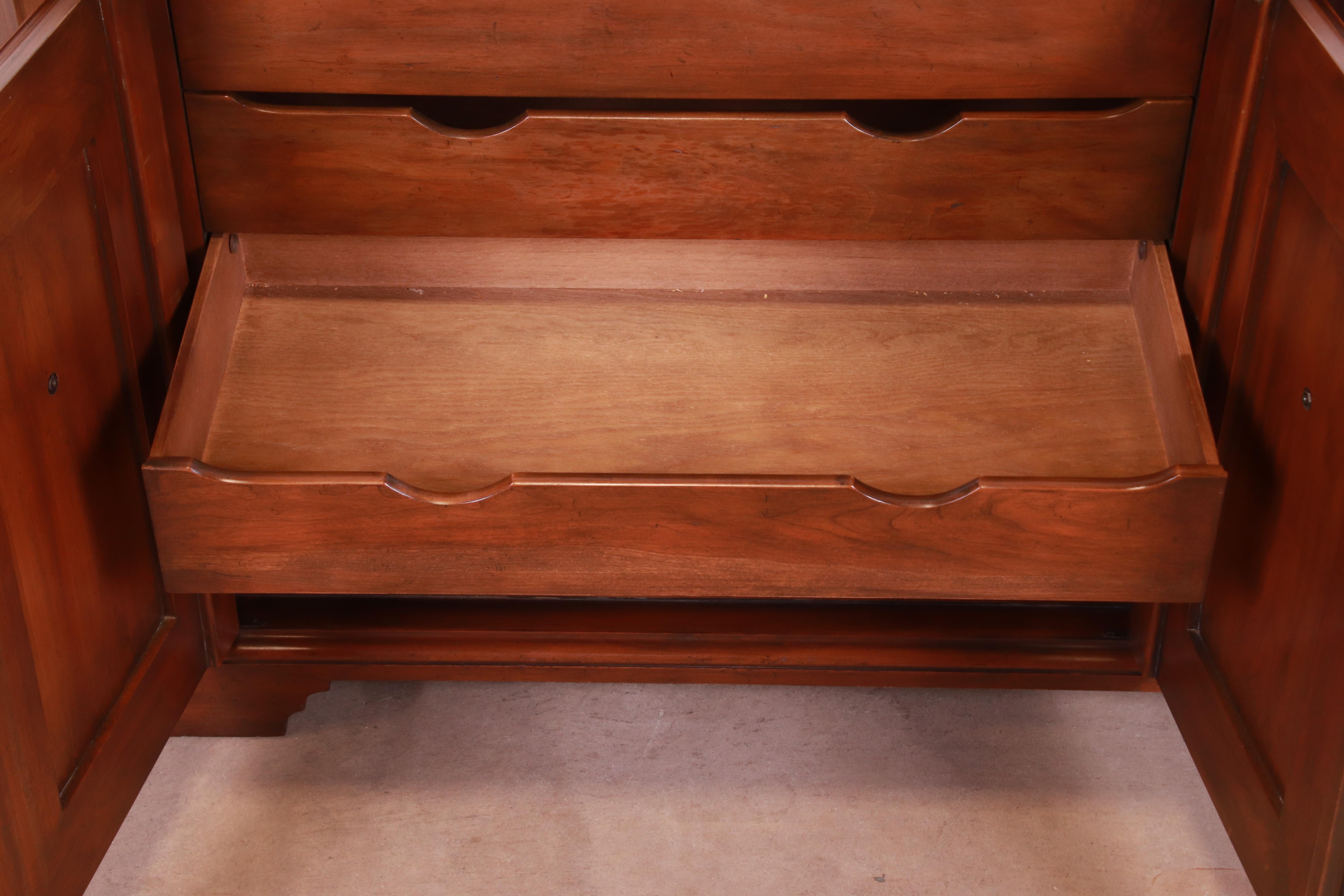 Brass Baker Furniture French Regency Walnut Sideboard Credenza or Bar Cabinet